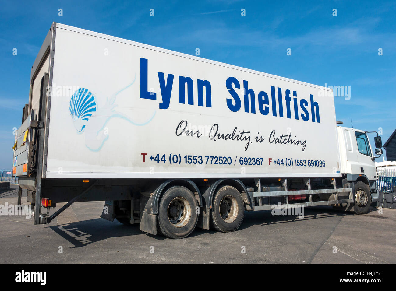 Lynn Shellfish Artic Camion Whitstable Kent England Harbour Banque D'Images