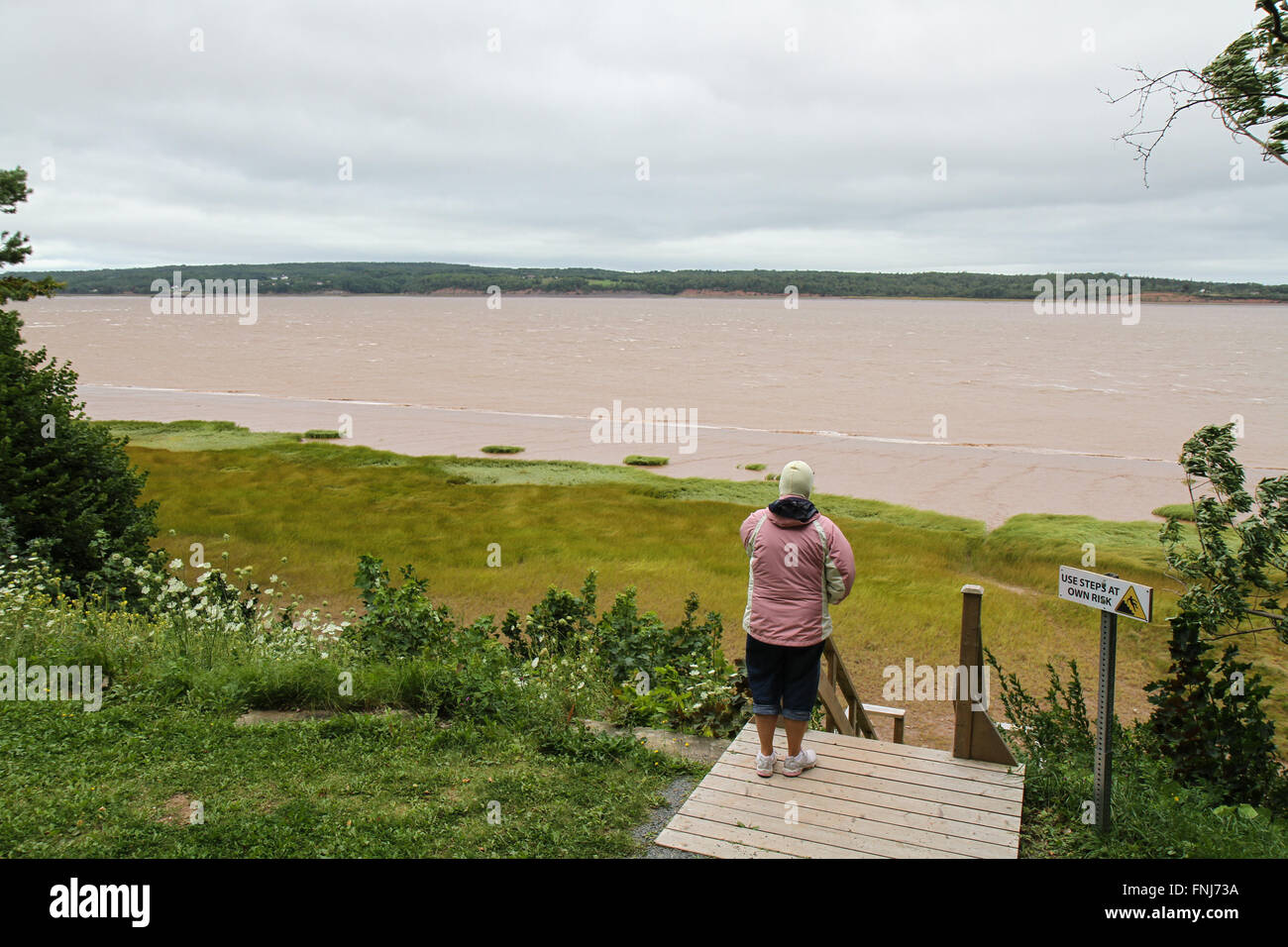 Une expérience de la rivière Shubenacadie mascaret deux fois par jour, avec un peu d'alésages atteignant jusqu'à 3 m de hauteur à certains points. Banque D'Images