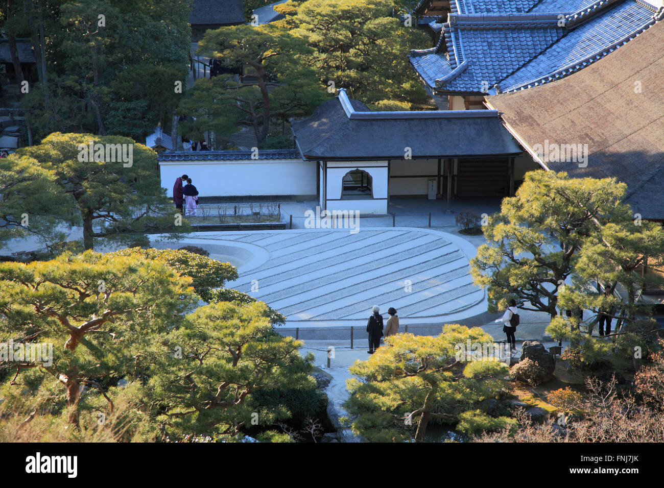 Le Japon, Kyoto, Temple Ginkakuji, Pavillon d'argent, jardin, Banque D'Images