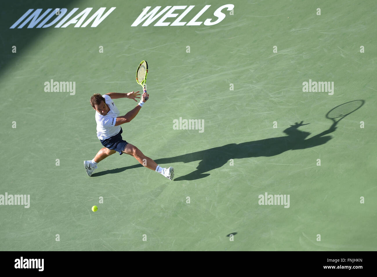 Indian Wells, en Californie, USA. 14Th Mar, 2016. BNP Paribas Open joué à l'Indian Wells Tennis Jardins. Richard Gasquet (Fra) Un bveats Dolgopolov (UKR) en 3 sets © Plus Sport Action/Alamy Live News Banque D'Images