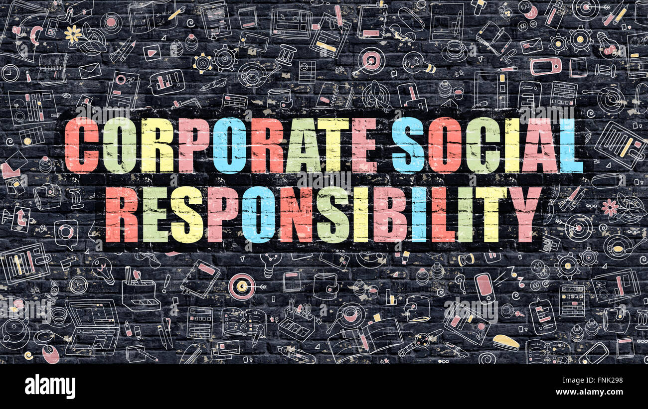 La responsabilité sociale des entreprises en multicolore. Doodle Design. Banque D'Images