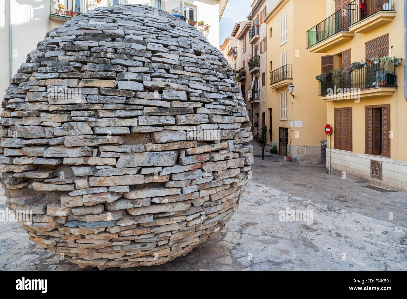 Dans Stone Street près de Musée Es Baluard, Palma de Majorque, Iles Baléares, Espagne. Banque D'Images