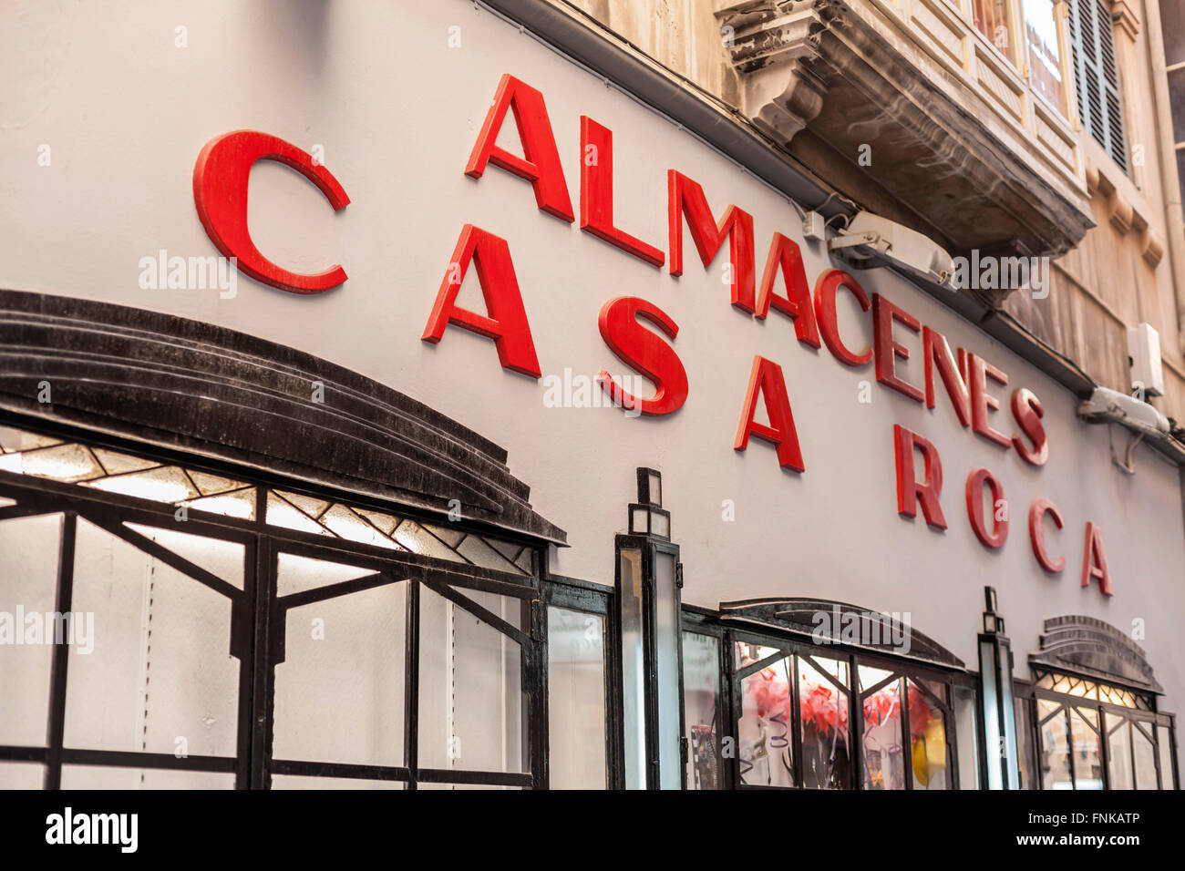 Boutique façade almacenes casa roca.Palma de Majorque, Iles Baléares, Espagne. Banque D'Images