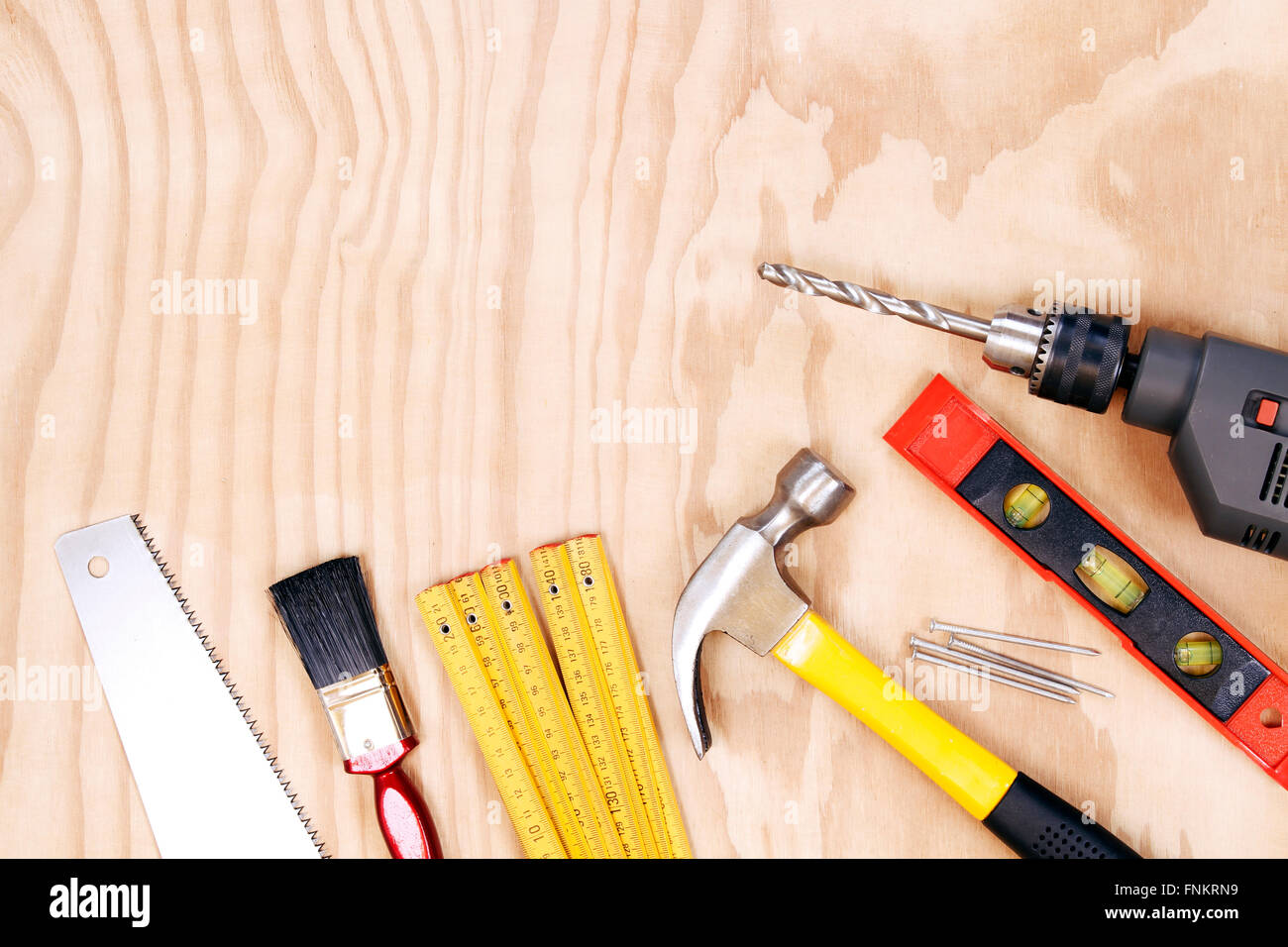 Outils de travail sur bois assortis Banque D'Images