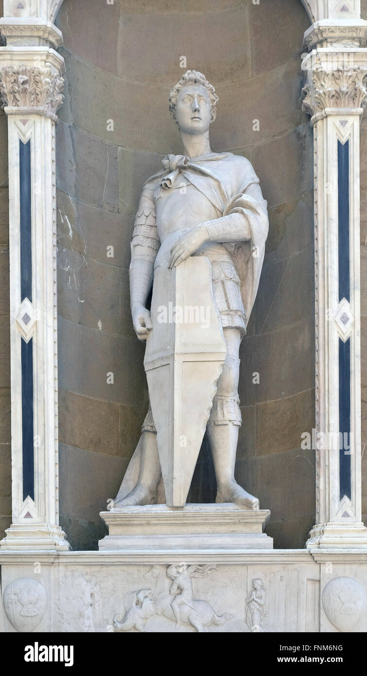 Saint Georges de Donatello, de l'église Orsanmichele à Florence, Toscane, Italie, le 05 June, 2015 Banque D'Images