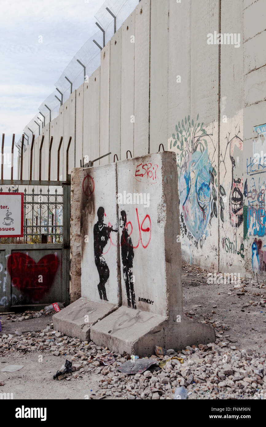 Graffitis sur les murs autour de Ramallah, Cisjordanie, Palestine Banque D'Images