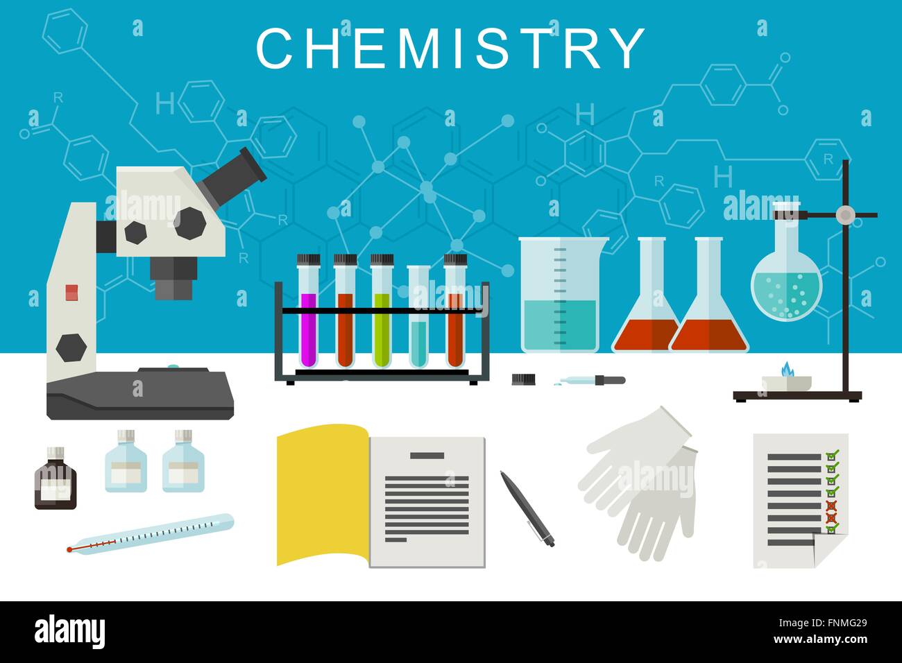Télévision chimie bannière. Illustration de Vecteur