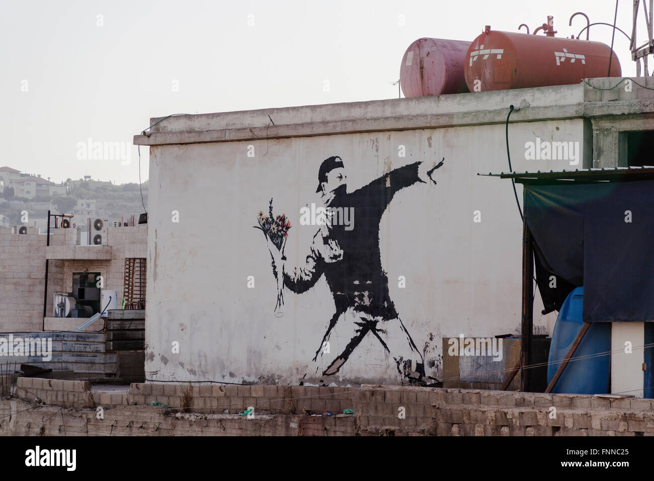 Graffitis sur les murs autour de Ramallah, Cisjordanie, Palestine Banque D'Images