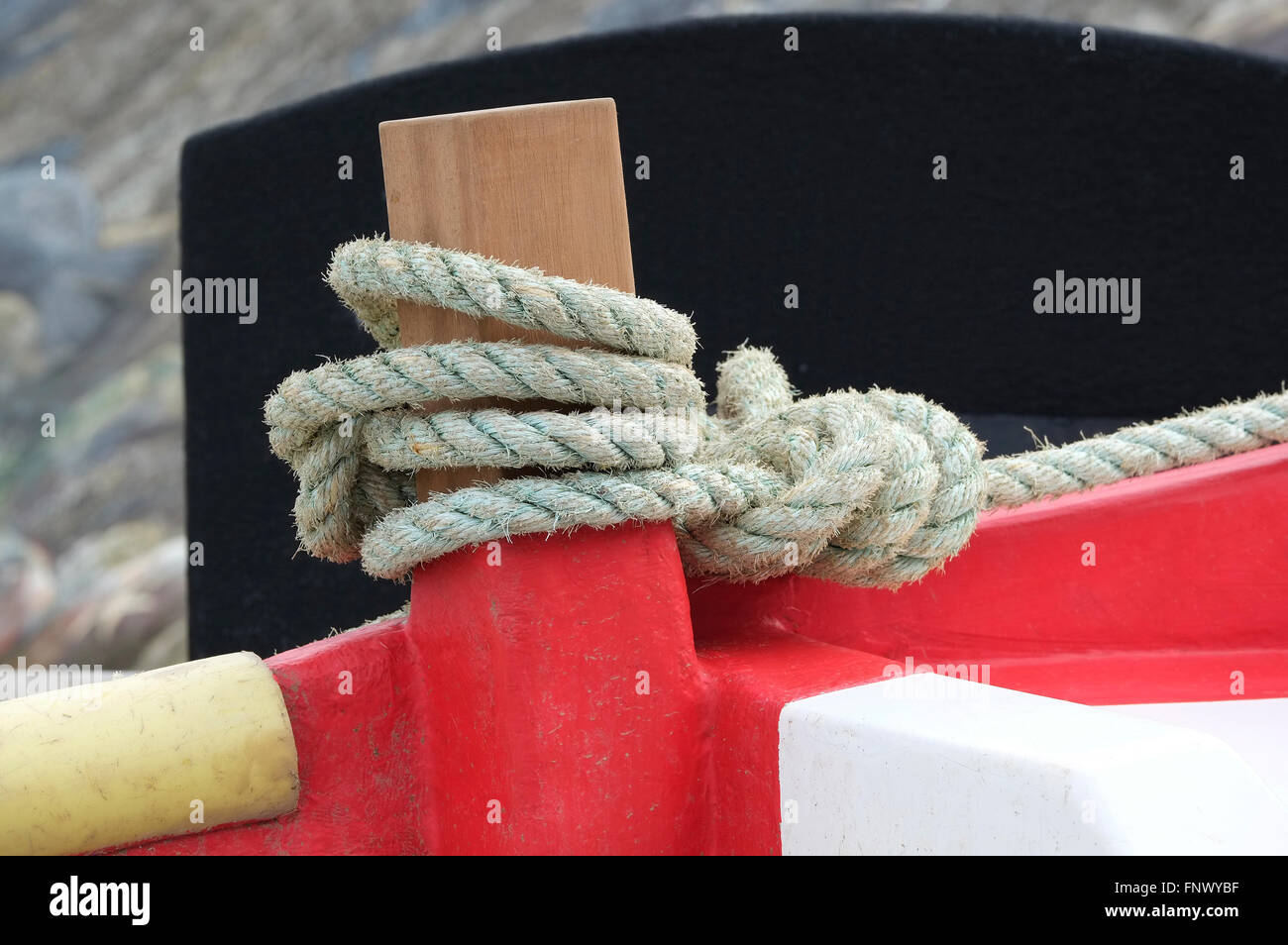 Corde à bateau de pêche stantion post poteau Banque D'Images
