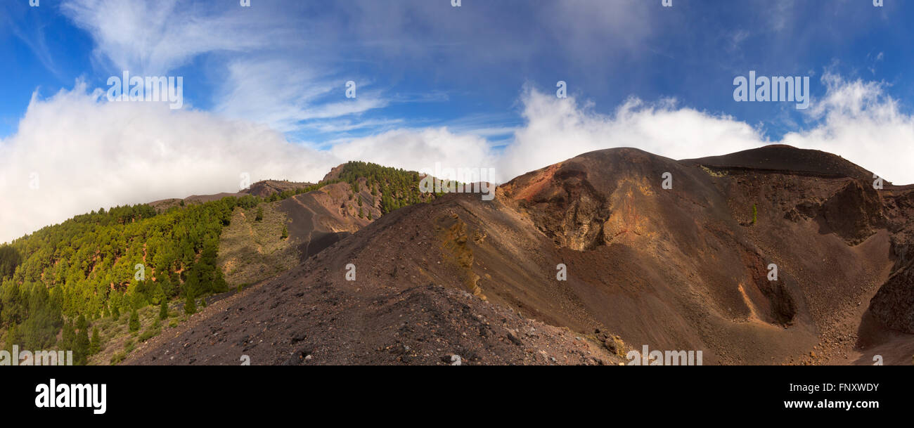 Paysage volcanique le long de la Ruta de los Volcanes sur La Palma, Îles Canaries, Espagne. Banque D'Images