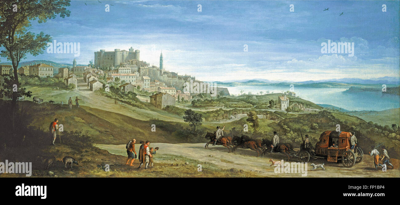 Paul Bril - Vue de Bracciano Banque D'Images