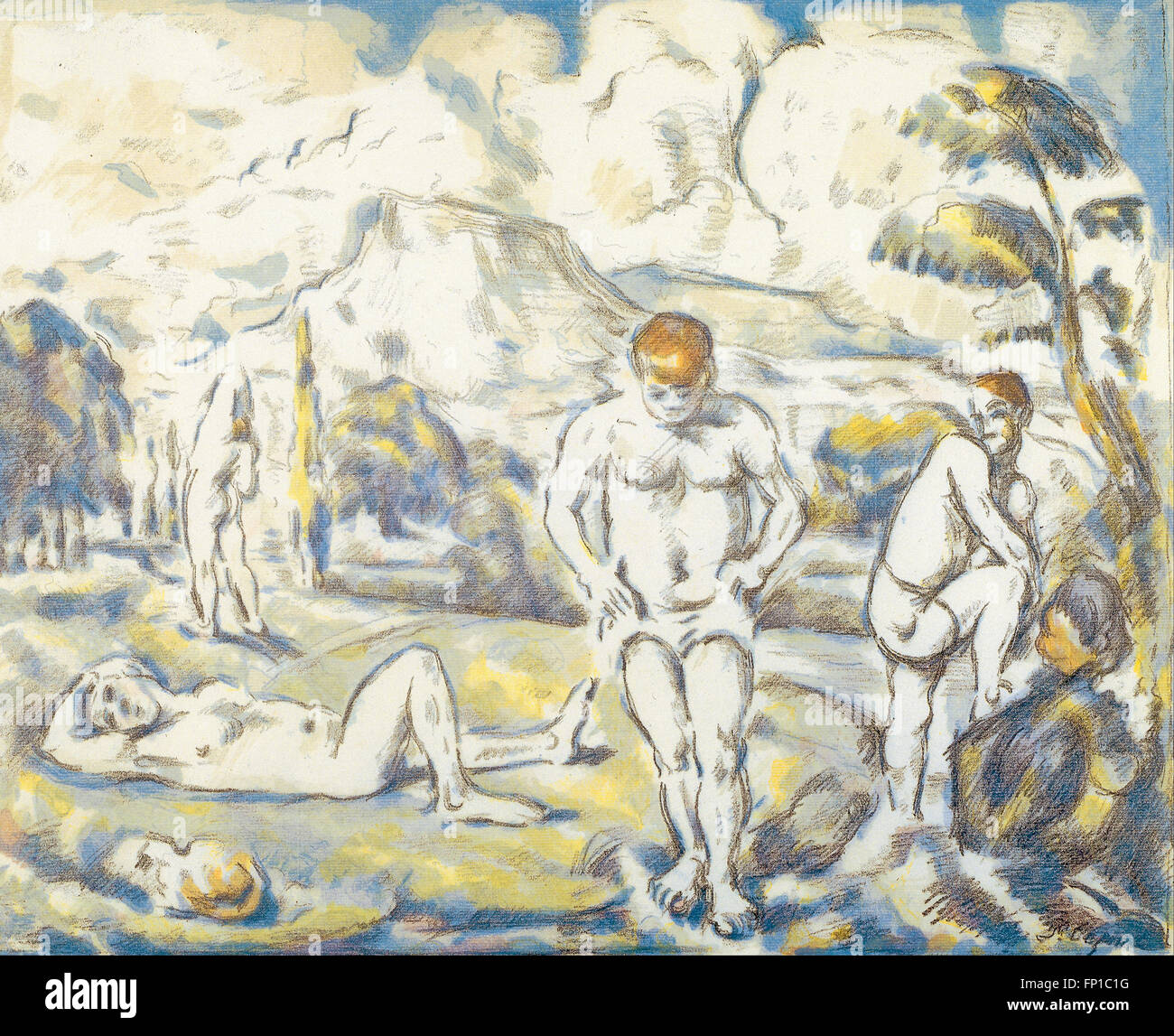 Paul Cézanne - Les baigneuses (grande plaque) Banque D'Images