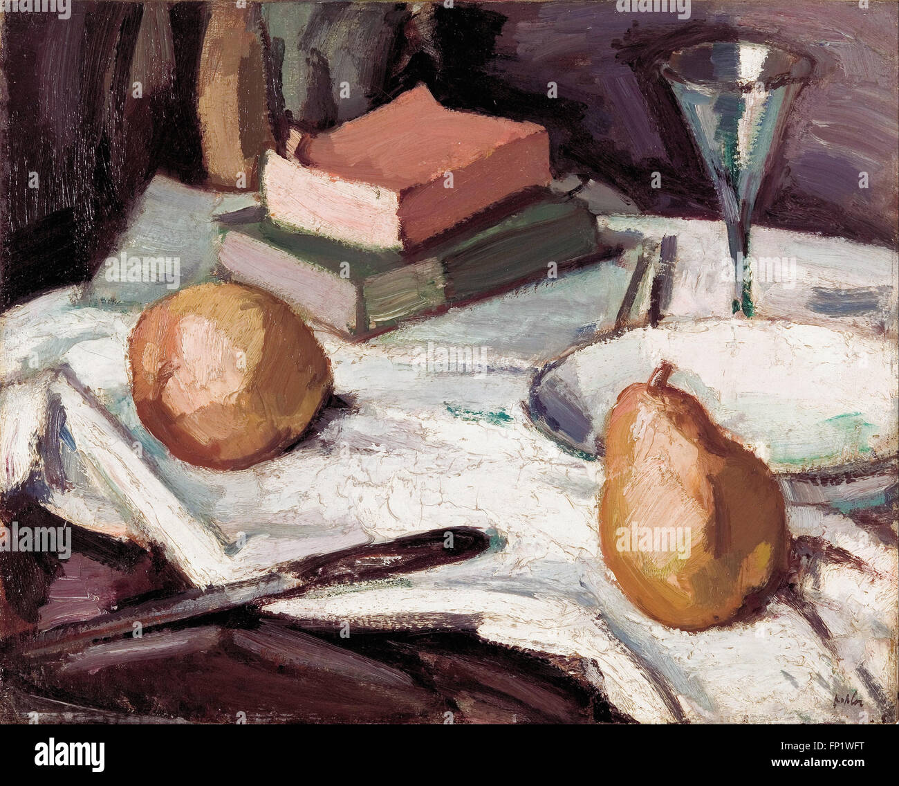 Samuel John Peploe - Nature morte aux poires et wineglass Banque D'Images