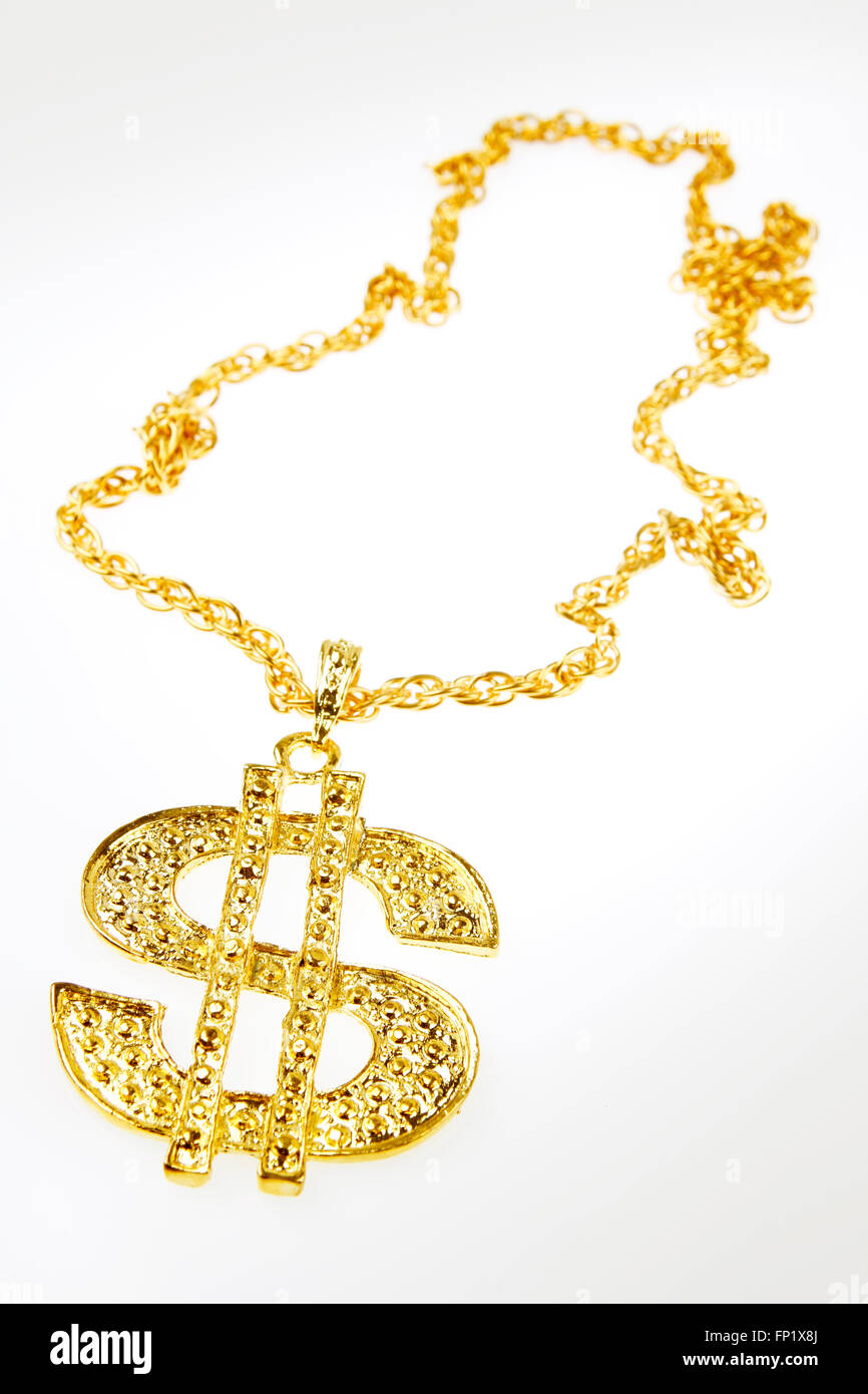 Collier symbole dollar sur fond uni Banque D'Images