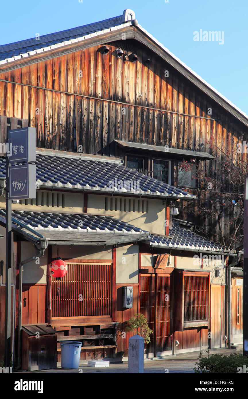 Le Japon, Kyoto, Gion, Shirikawa rue, maison, architecture traditionnelle, Banque D'Images