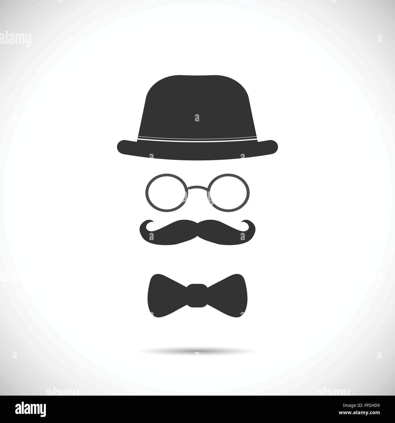 Monocle moustache chapeau haut de forme Banque d'images vectorielles - Alamy
