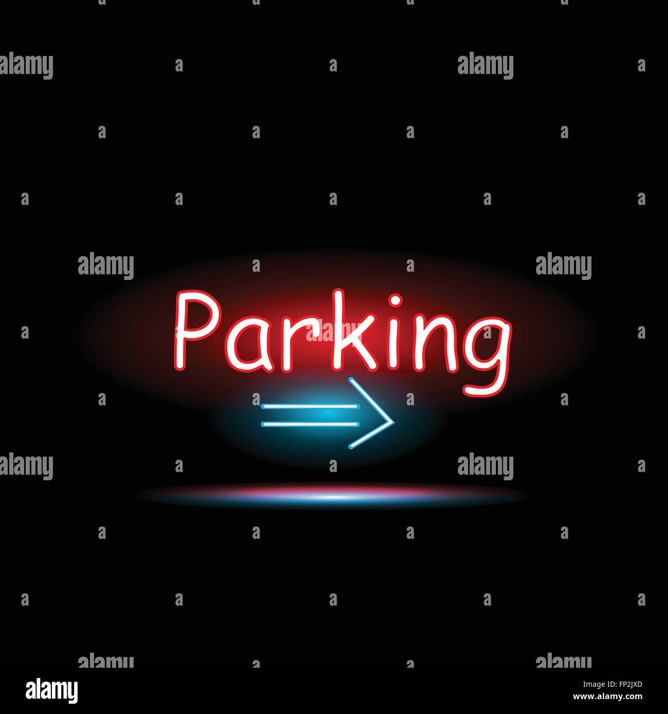 Illustration d'un parking gratuit en néon sur un fond sombre. Illustration de Vecteur