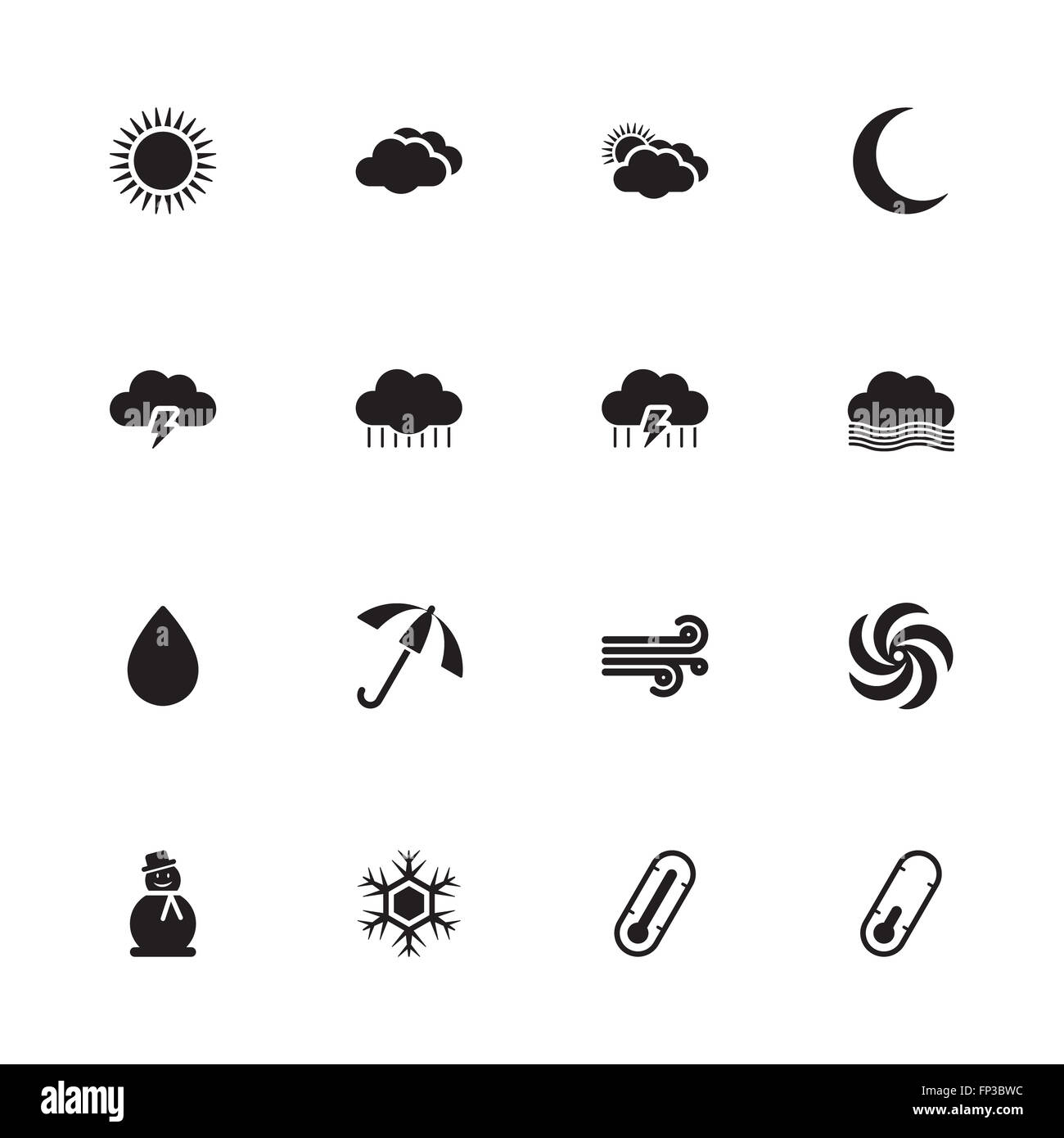 [JPEG] météo télévision simple noir icon set for web, infographie, l'interface utilisateur et des applications mobiles Banque D'Images