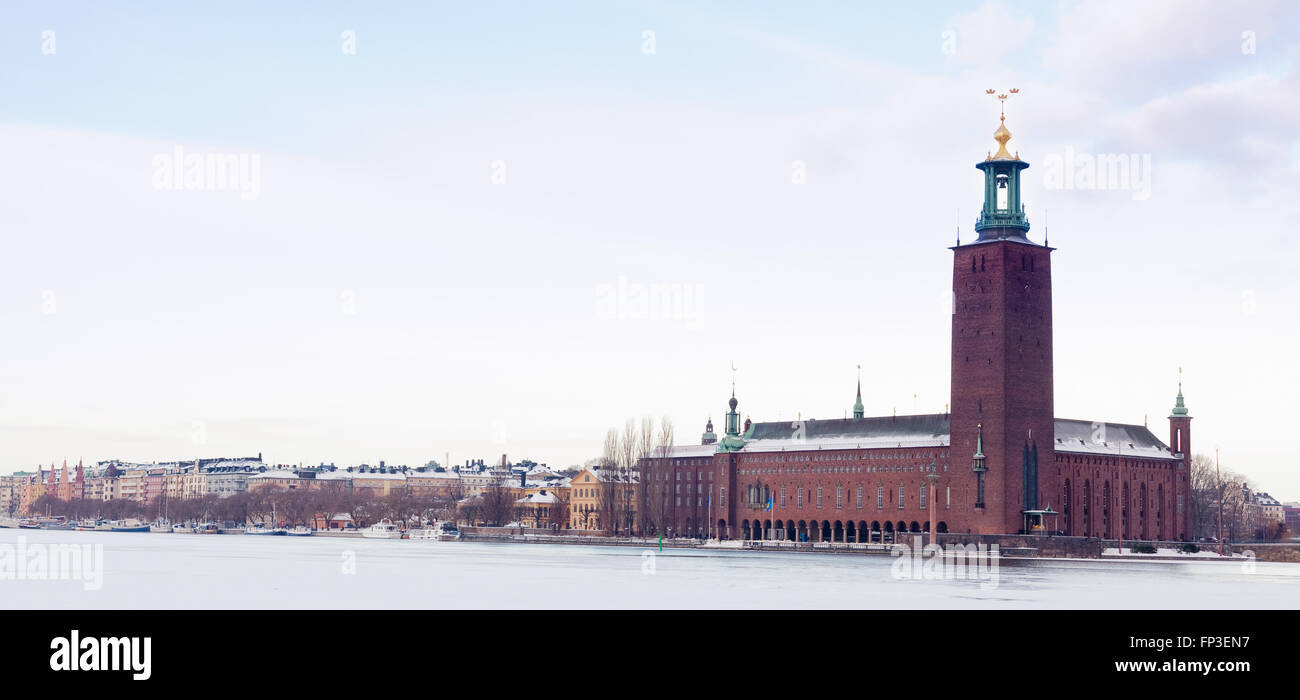 Hôtel de ville de Stockholm, la capitale de la Suède en hiver Banque D'Images
