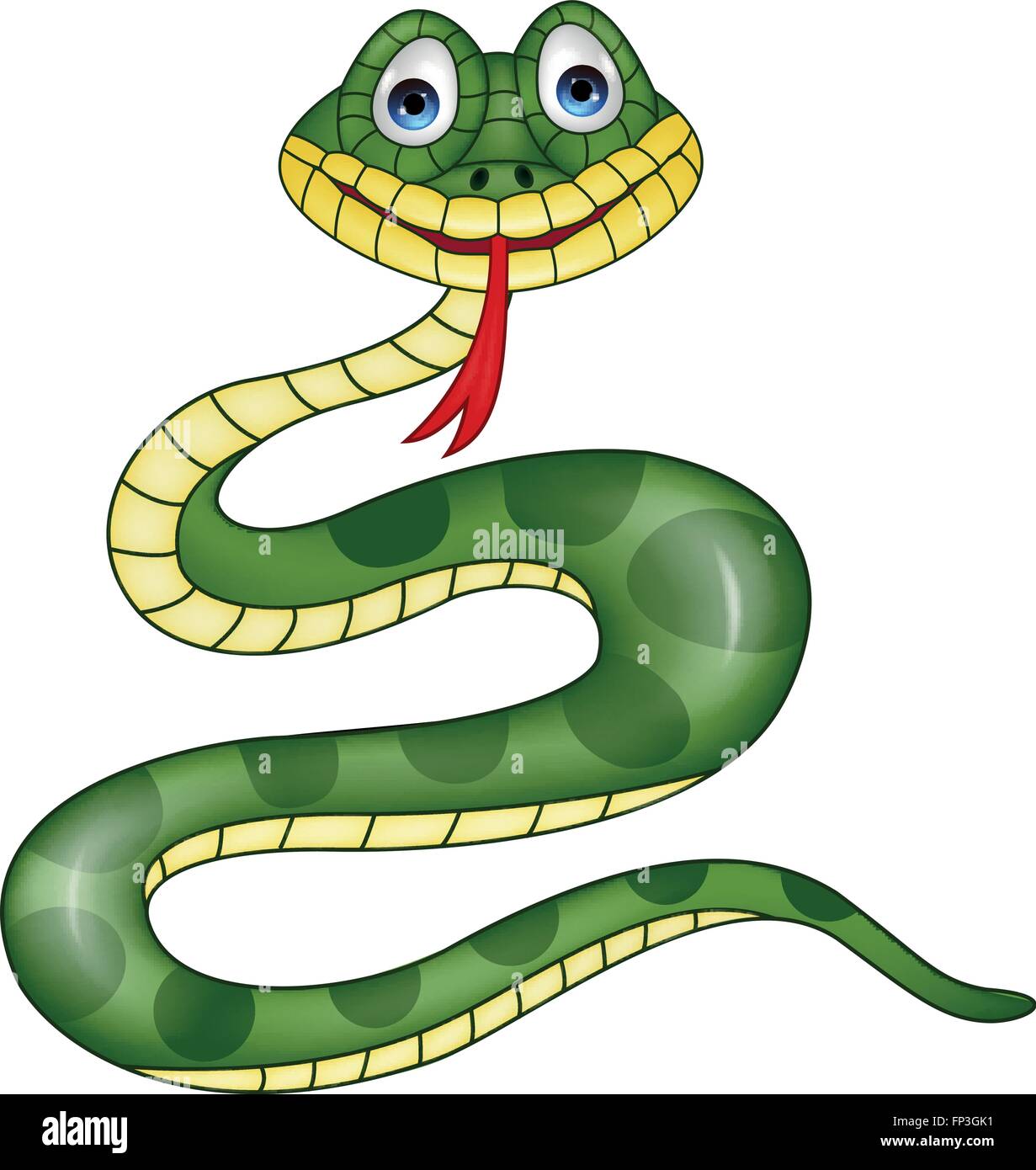 Funny cartoon serpent vert Illustration de Vecteur