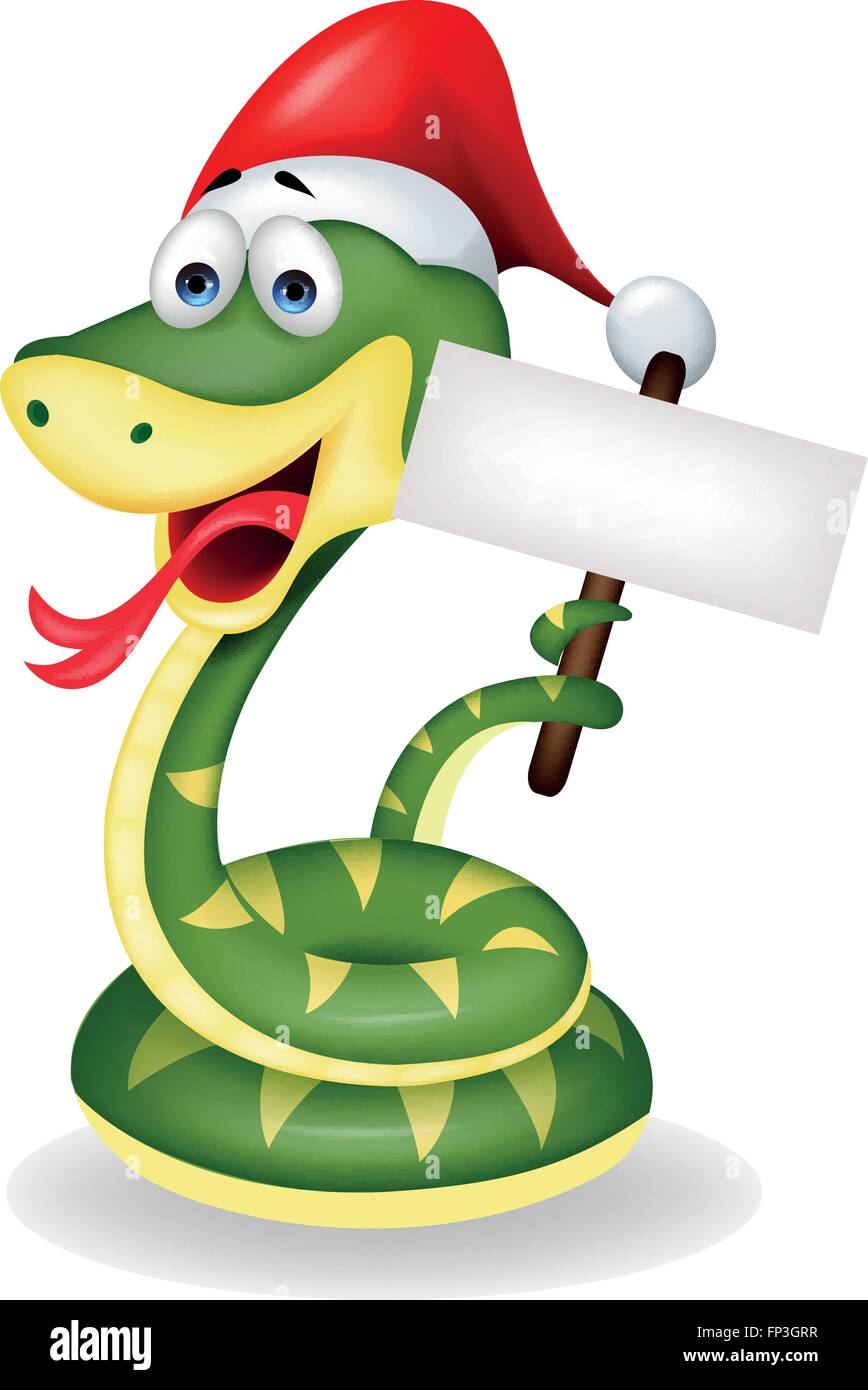 Serpent vert avec blank sign Illustration de Vecteur