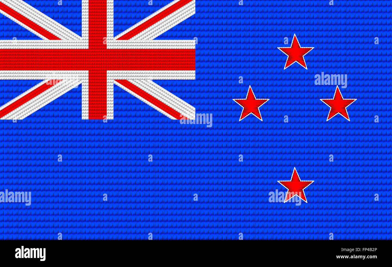 Drapeau de la Nouvelle-Zélande modèle de conception de broderie . Illustration de Vecteur
