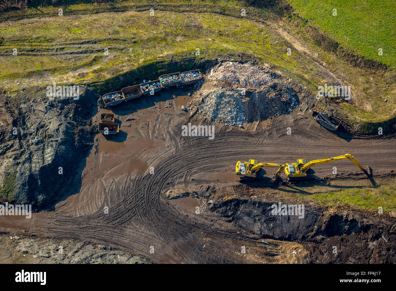 Vue aérienne, immersion Eyller Berg, décharge, Kamp-Lintfort, Rhénanie du Nord-Westphalie, Allemagne, Europe, vue aérienne, les oiseaux-eye Banque D'Images