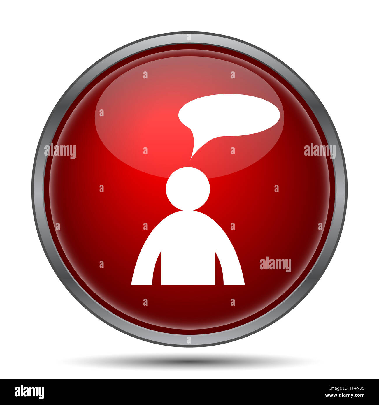 Commentaires icône. Bouton Internet sur fond blanc. - Homme avec bulle Banque D'Images