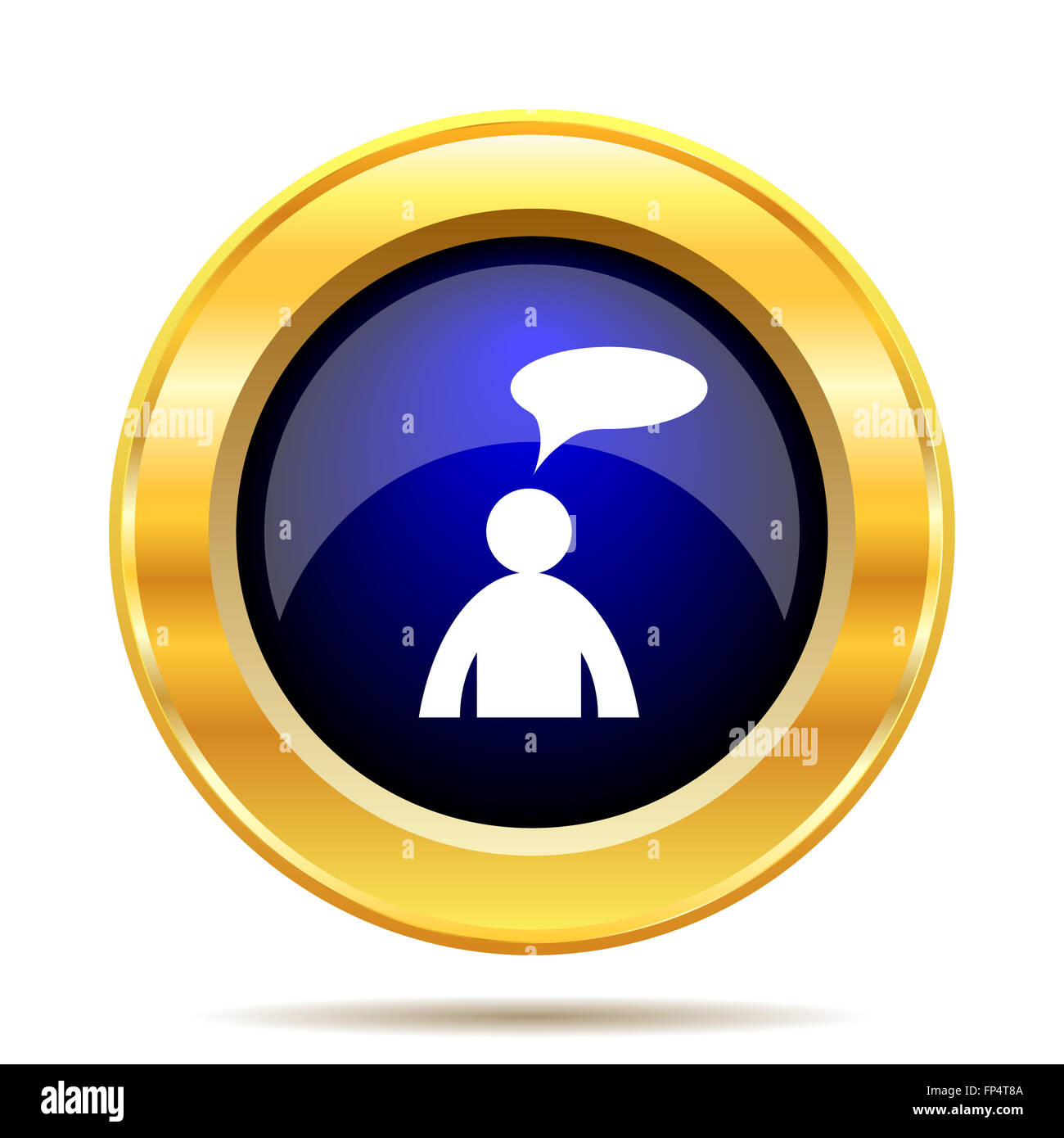 Commentaires icône. Bouton Internet sur fond blanc. - Homme avec bulle Banque D'Images