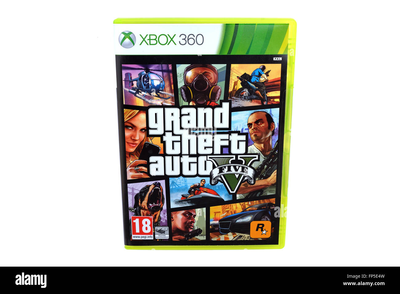 Barcelone, Espagne - DEC 27, 2014 : Le célèbre jeu vidéo GTA V, également connu sous le nom de Grand Theft Auto, publié par Rockstar, pour Xbox 360 Banque D'Images