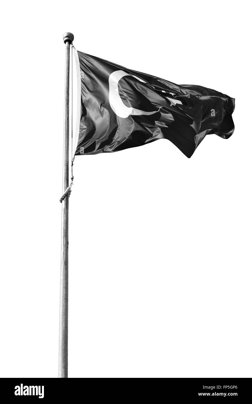 Waving Flag dans le ciel bleu de l'onde et de couleurs du monde Banque D'Images