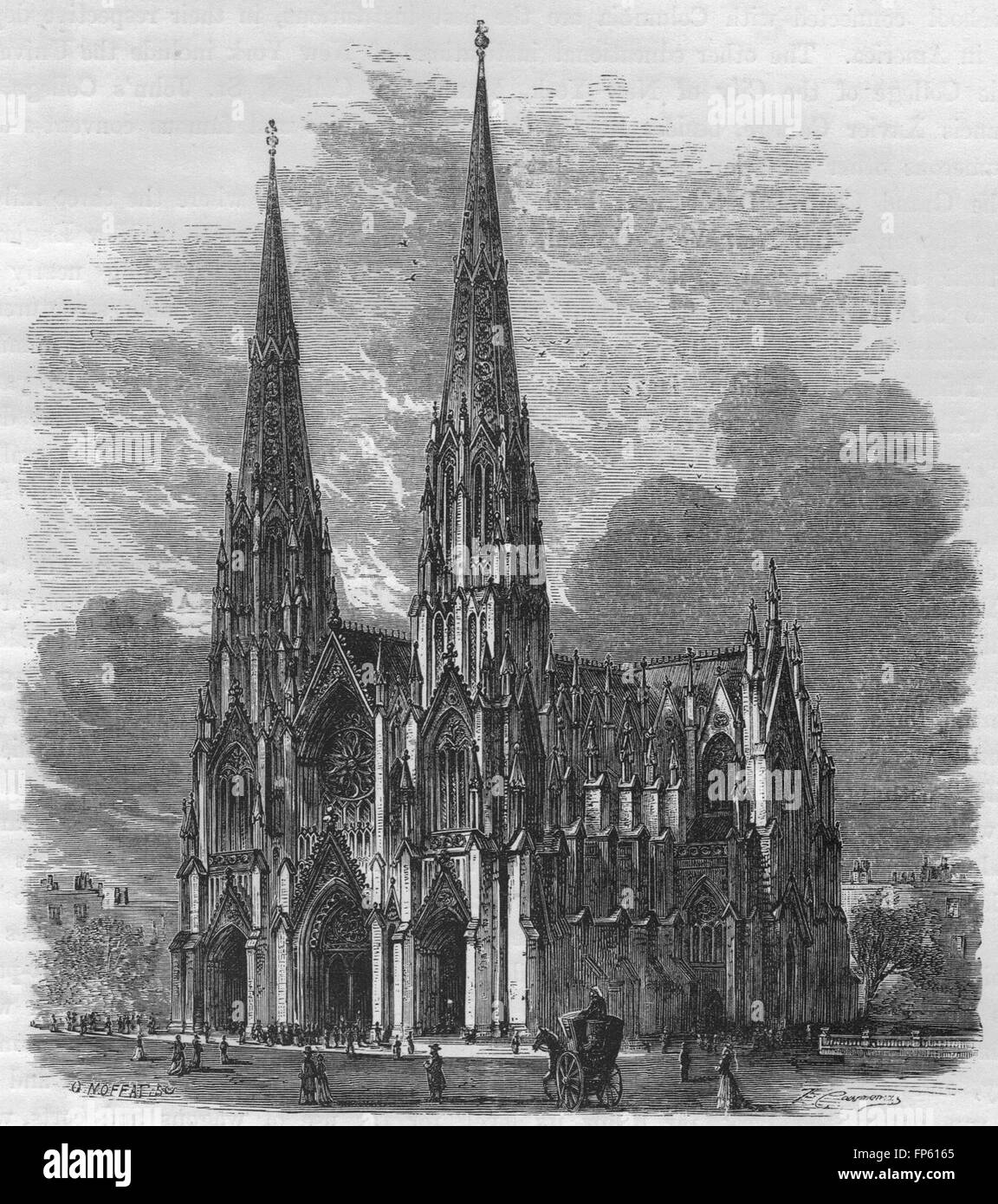 La VILLE DE NEW YORK : la cathédrale St Patrick, antique print 1882 Banque D'Images