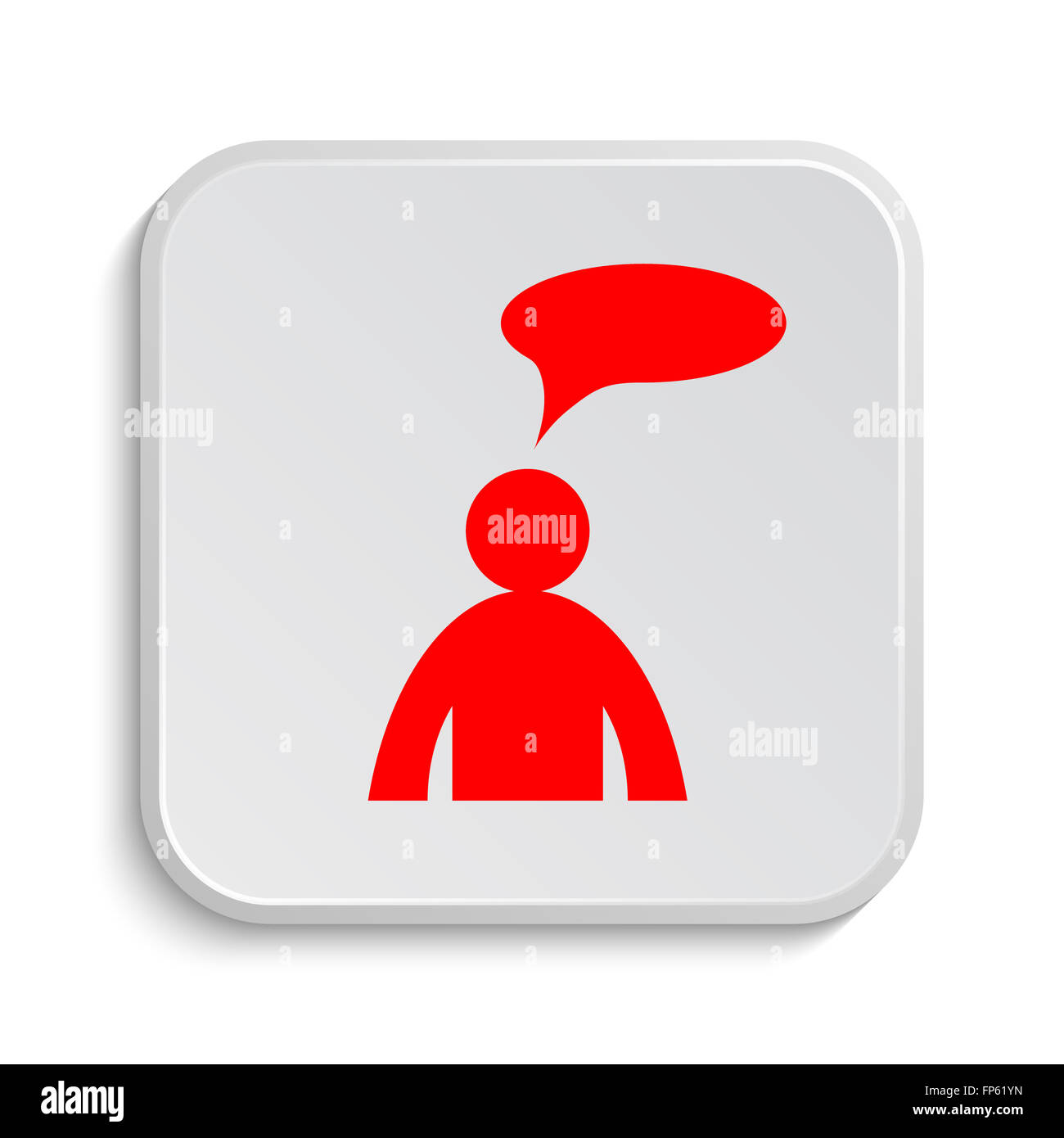 Commentaires icône. Bouton Internet sur fond blanc. - Homme avec bulle Banque D'Images