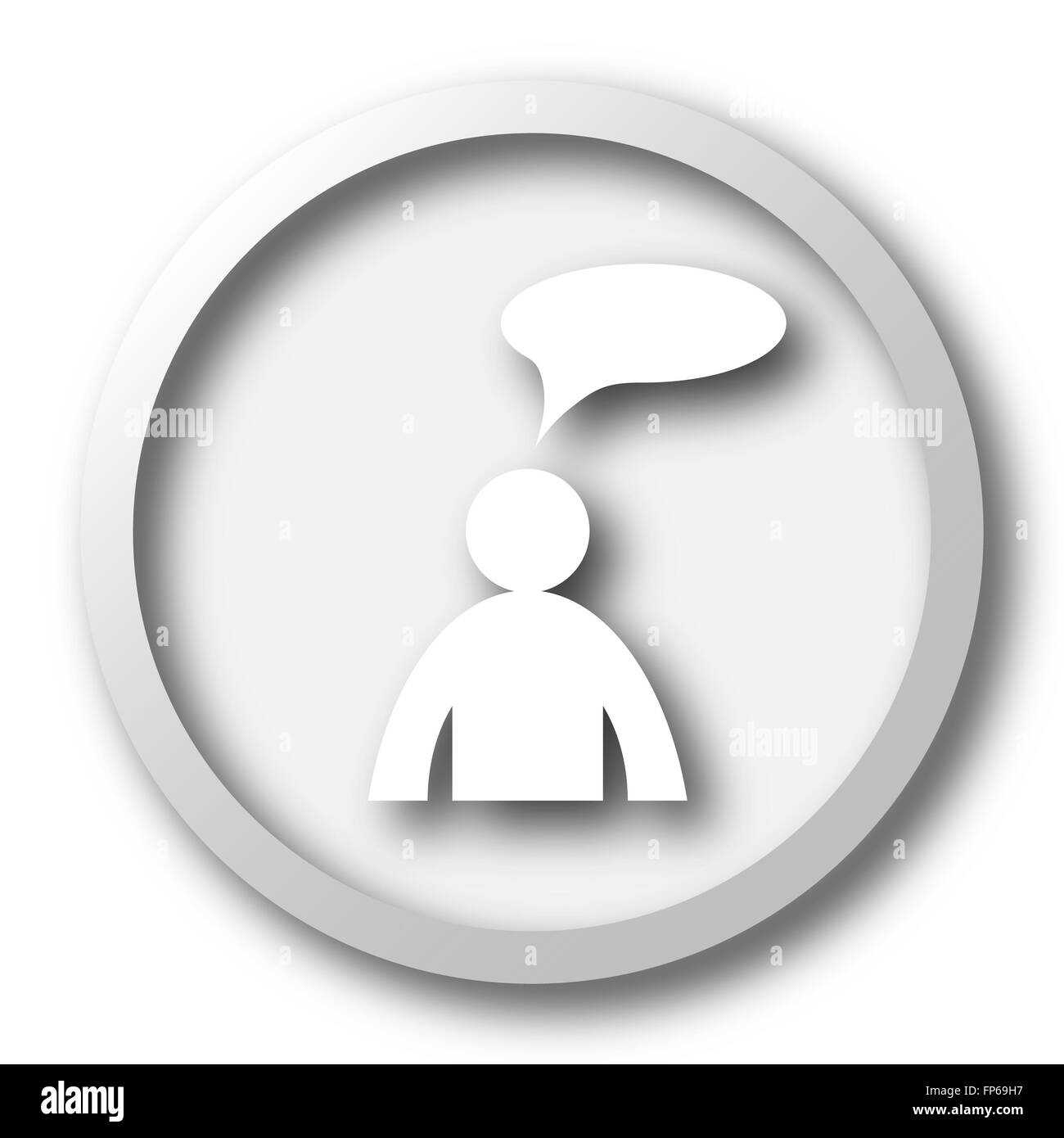 Commentaires icône. Bouton Internet sur fond blanc. - Homme avec bulle Banque D'Images