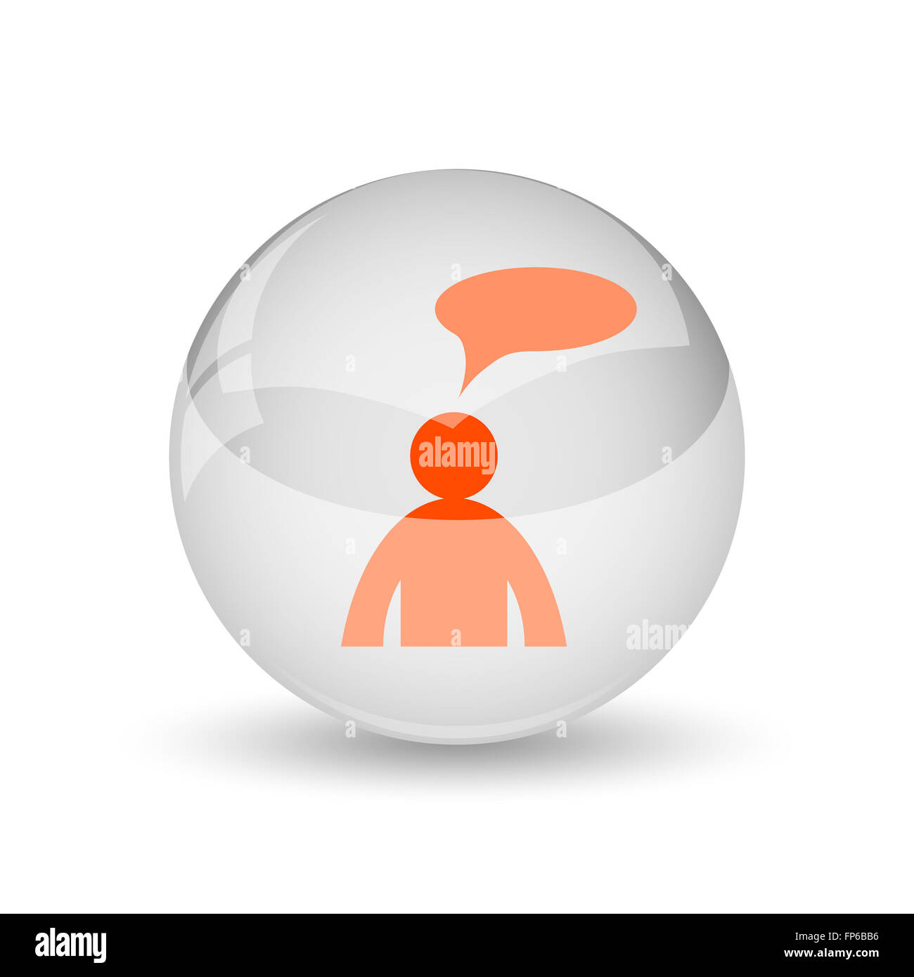 Commentaires icône. Bouton Internet sur fond blanc. - Homme avec bulle Banque D'Images