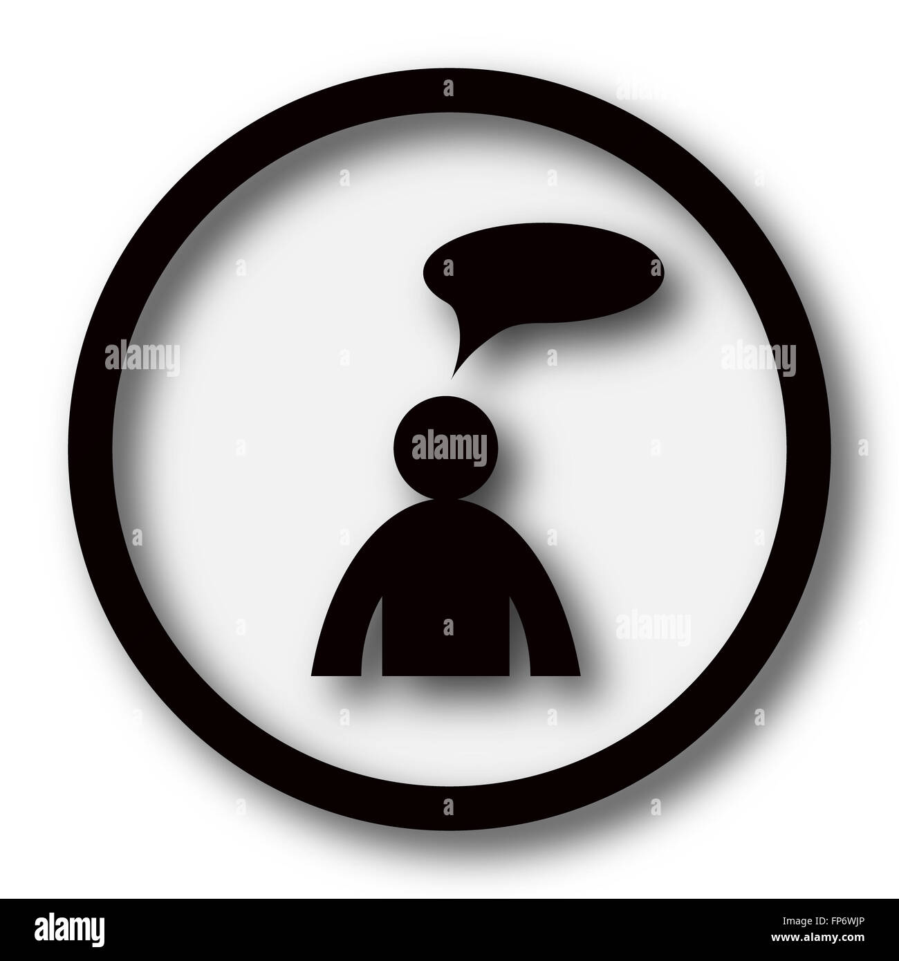 Commentaires icône. Bouton Internet sur fond blanc. - Homme avec bulle Banque D'Images