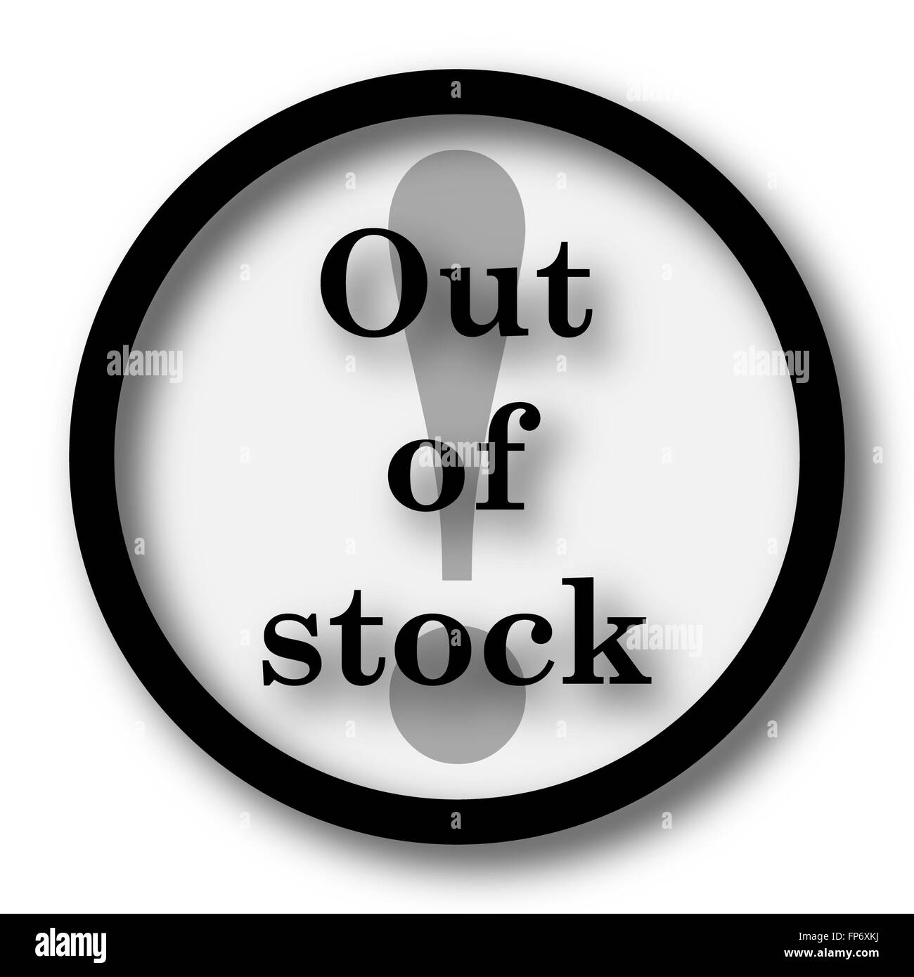 Rupture de stock icône. Bouton Internet sur fond blanc. Banque D'Images