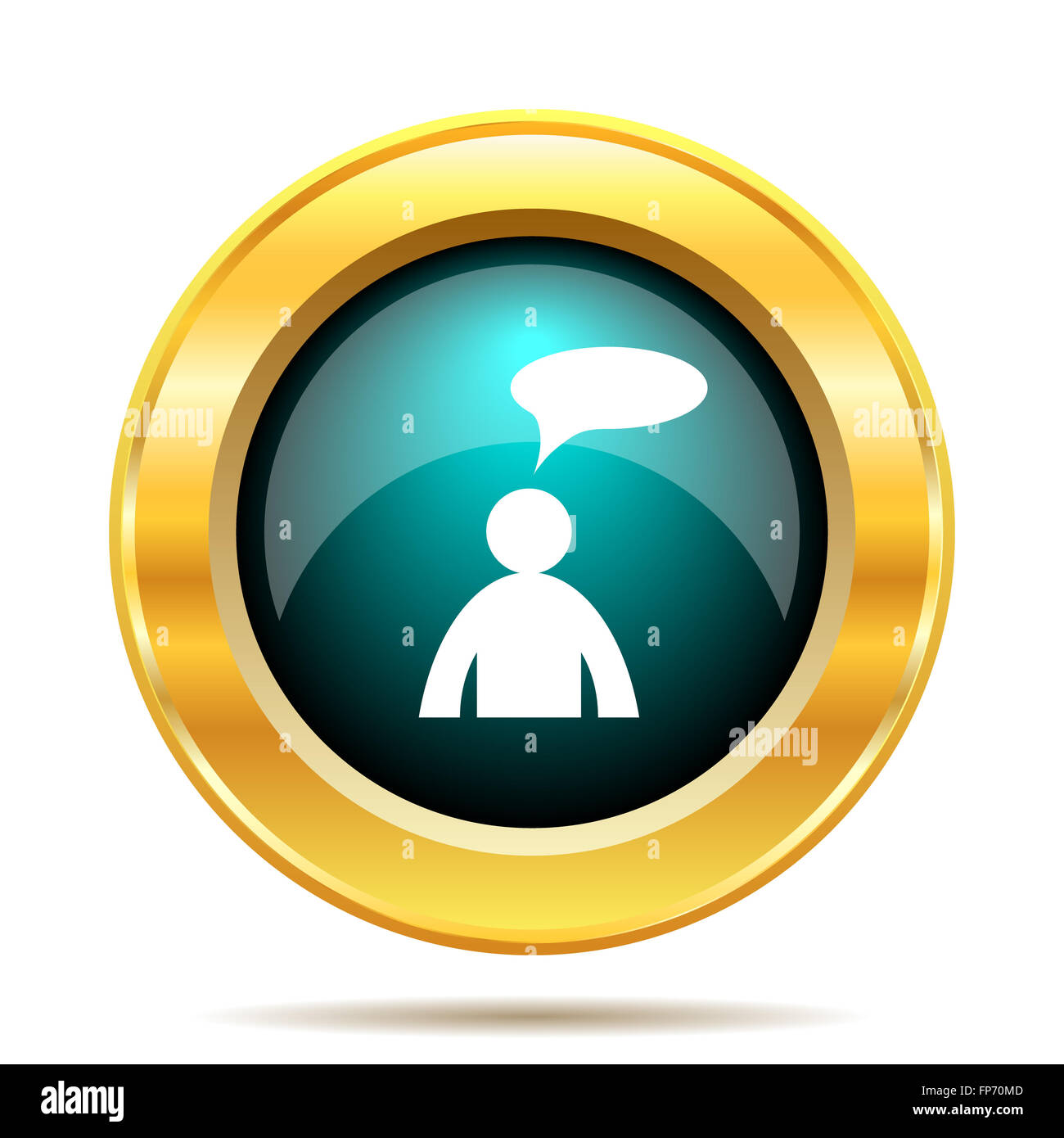 Commentaires icône. Bouton Internet sur fond blanc. - Homme avec bulle Banque D'Images
