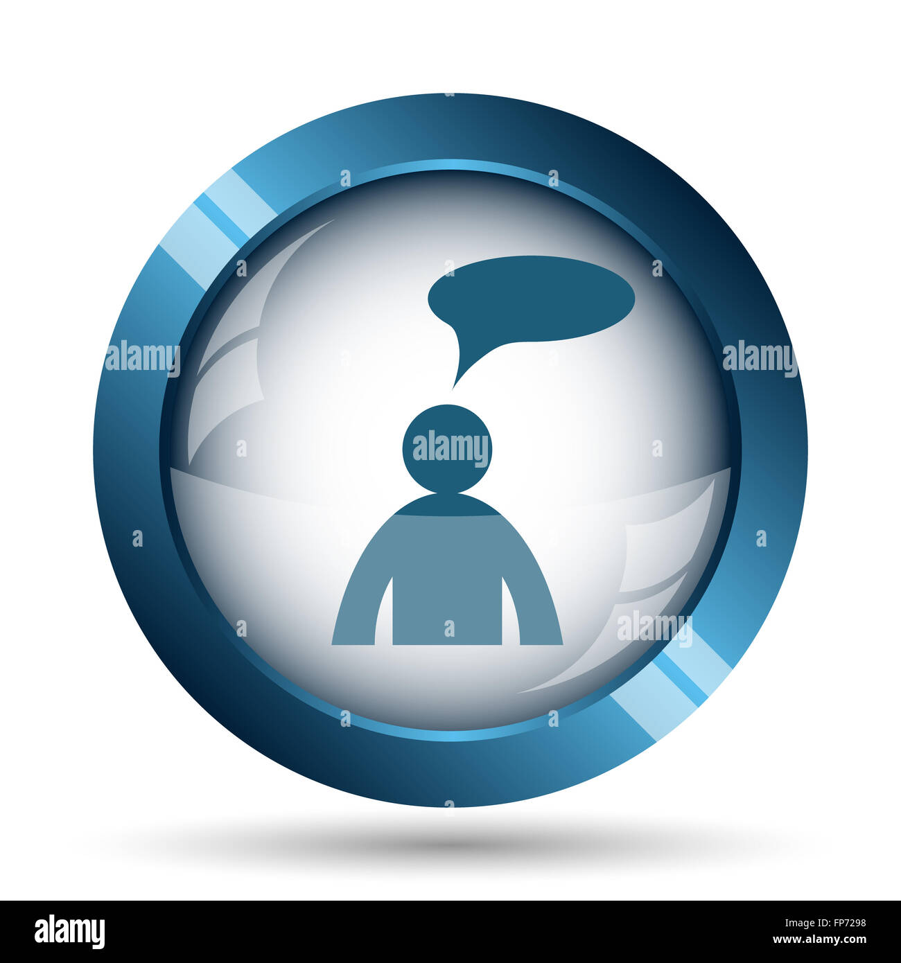 Commentaires icône. Bouton Internet sur fond blanc. - Homme avec bulle Banque D'Images