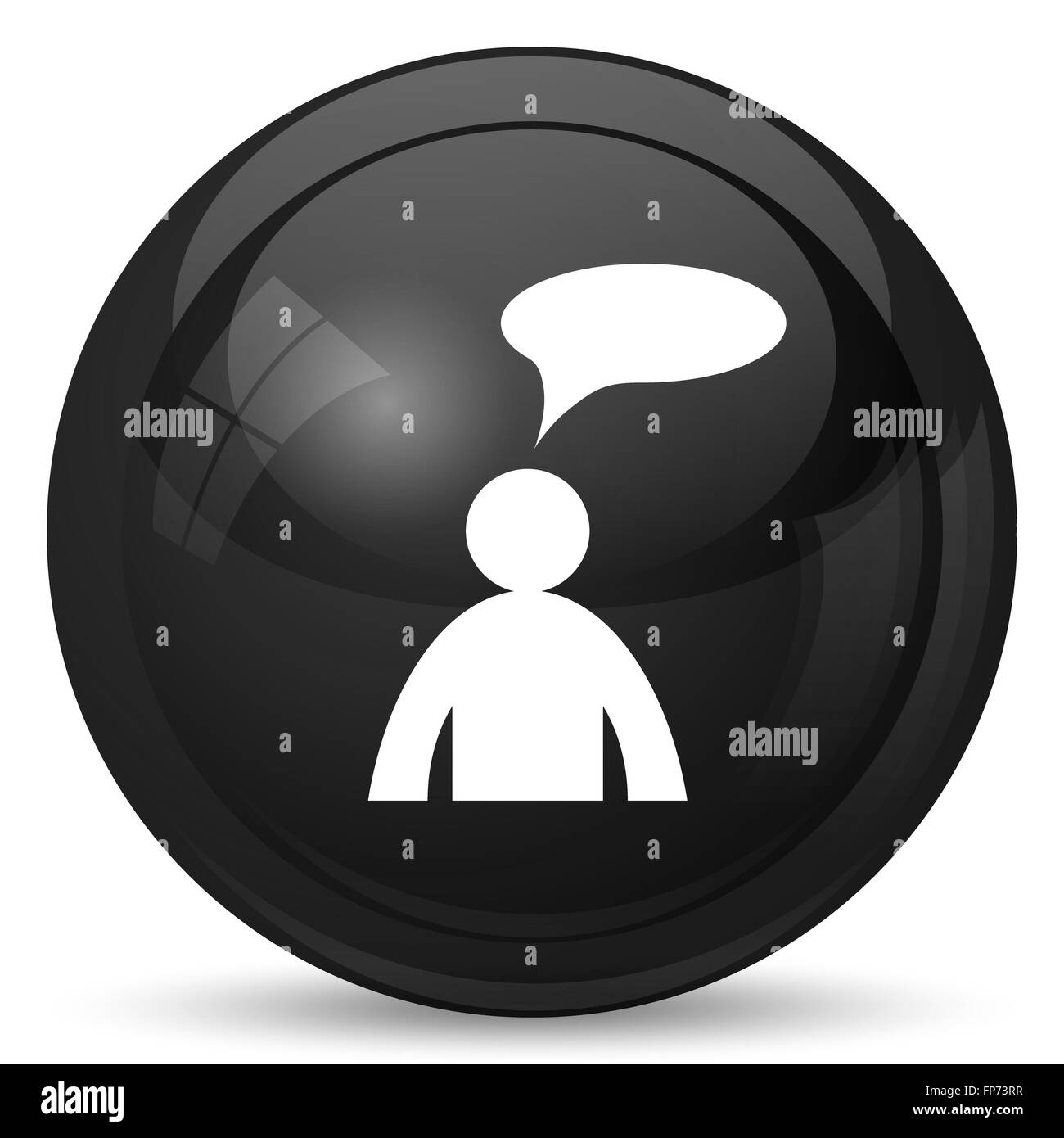 Commentaires icône. Bouton Internet sur fond blanc. - Homme avec bulle Banque D'Images