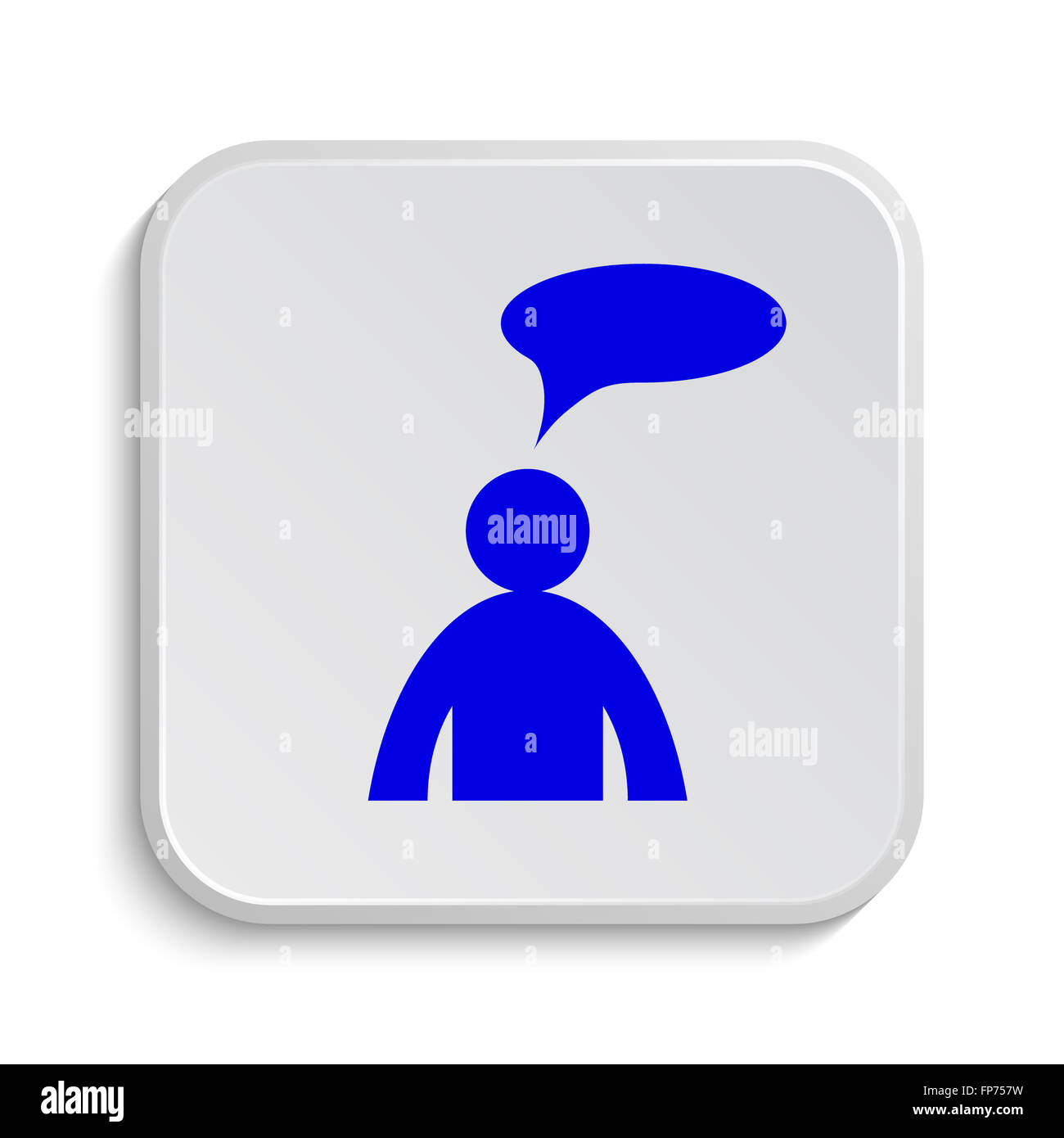 Commentaires icône. Bouton Internet sur fond blanc. - Homme avec bulle Banque D'Images