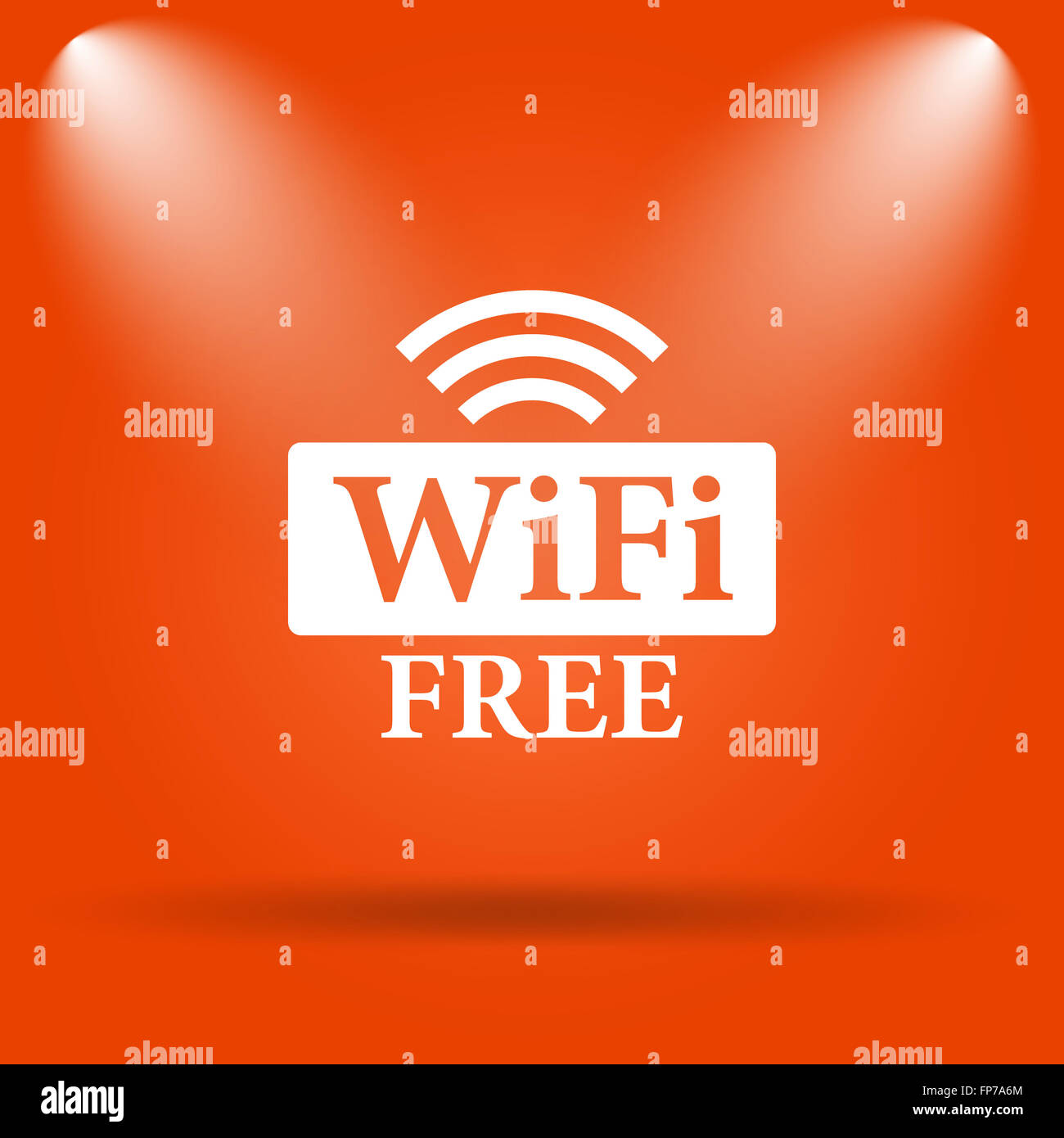 Connexion Wi-Fi au réseau local de l'icône. Bouton Internet sur fond orange. Banque D'Images