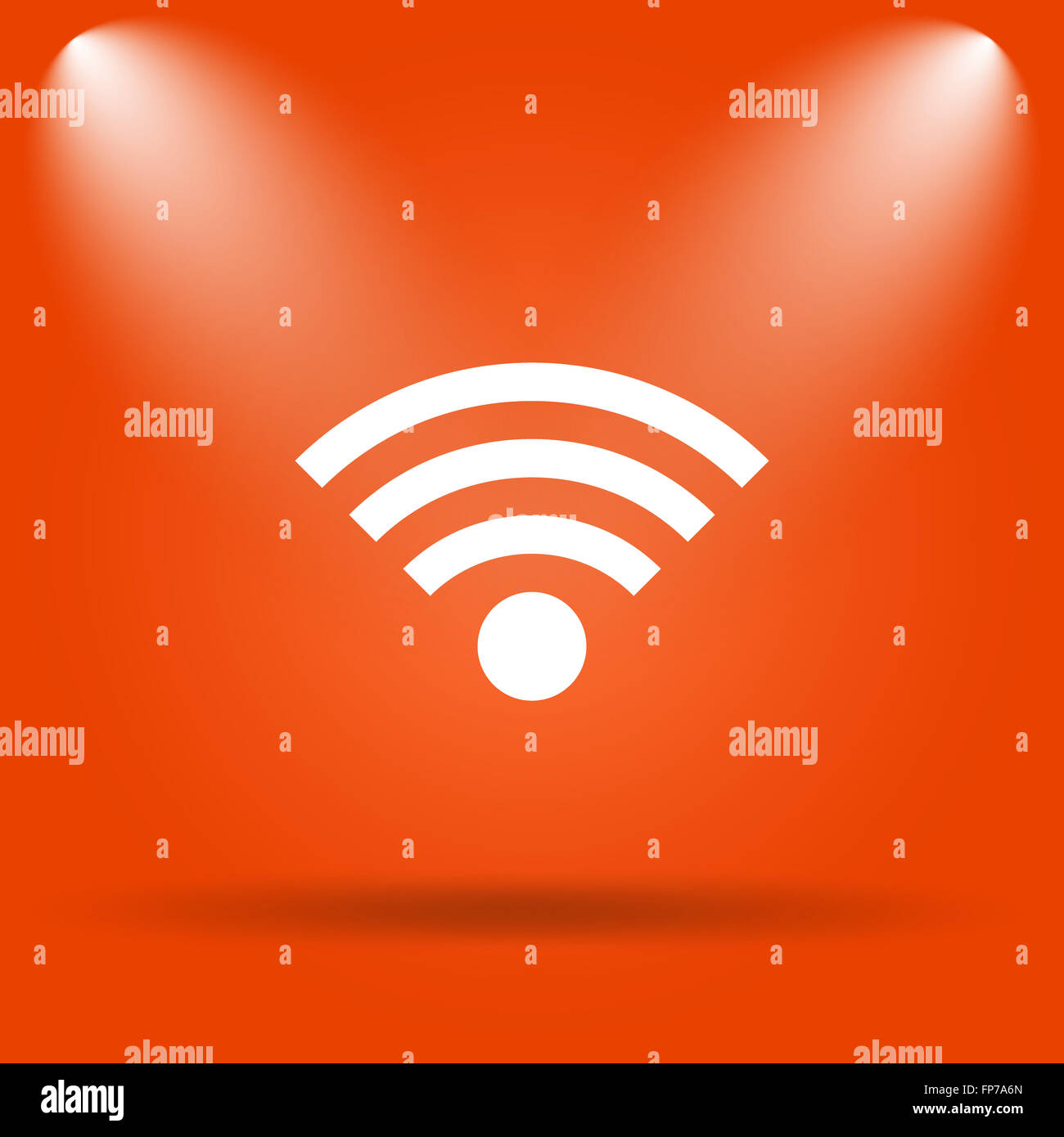 L'icône de connexion sans fil. Bouton Internet sur fond orange. Banque D'Images