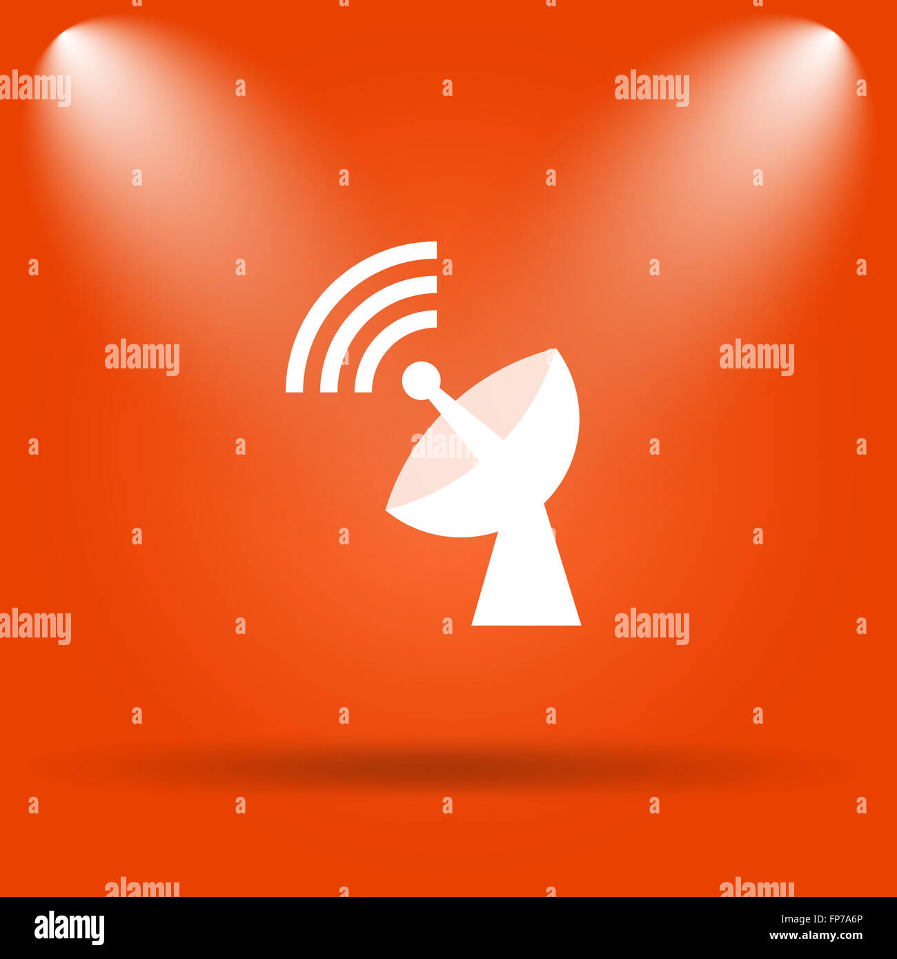 L'icône d'antenne sans fil. Bouton Internet sur fond orange. Banque D'Images