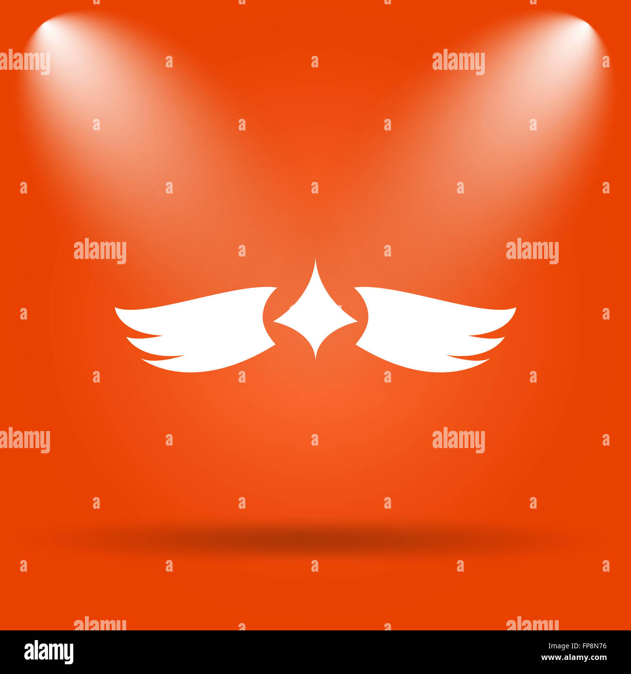 Icône d'ailes. Bouton Internet sur fond orange. Banque D'Images