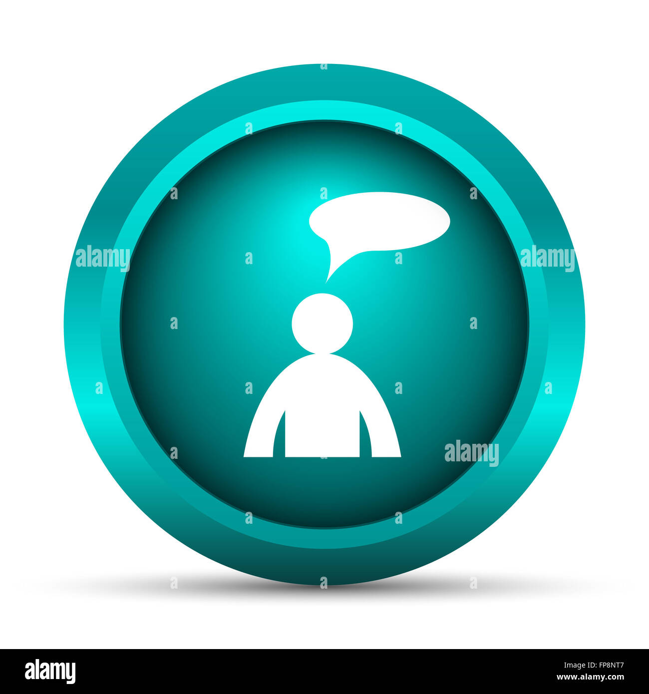 Commentaires icône. Bouton Internet sur fond blanc. - Homme avec bulle Banque D'Images