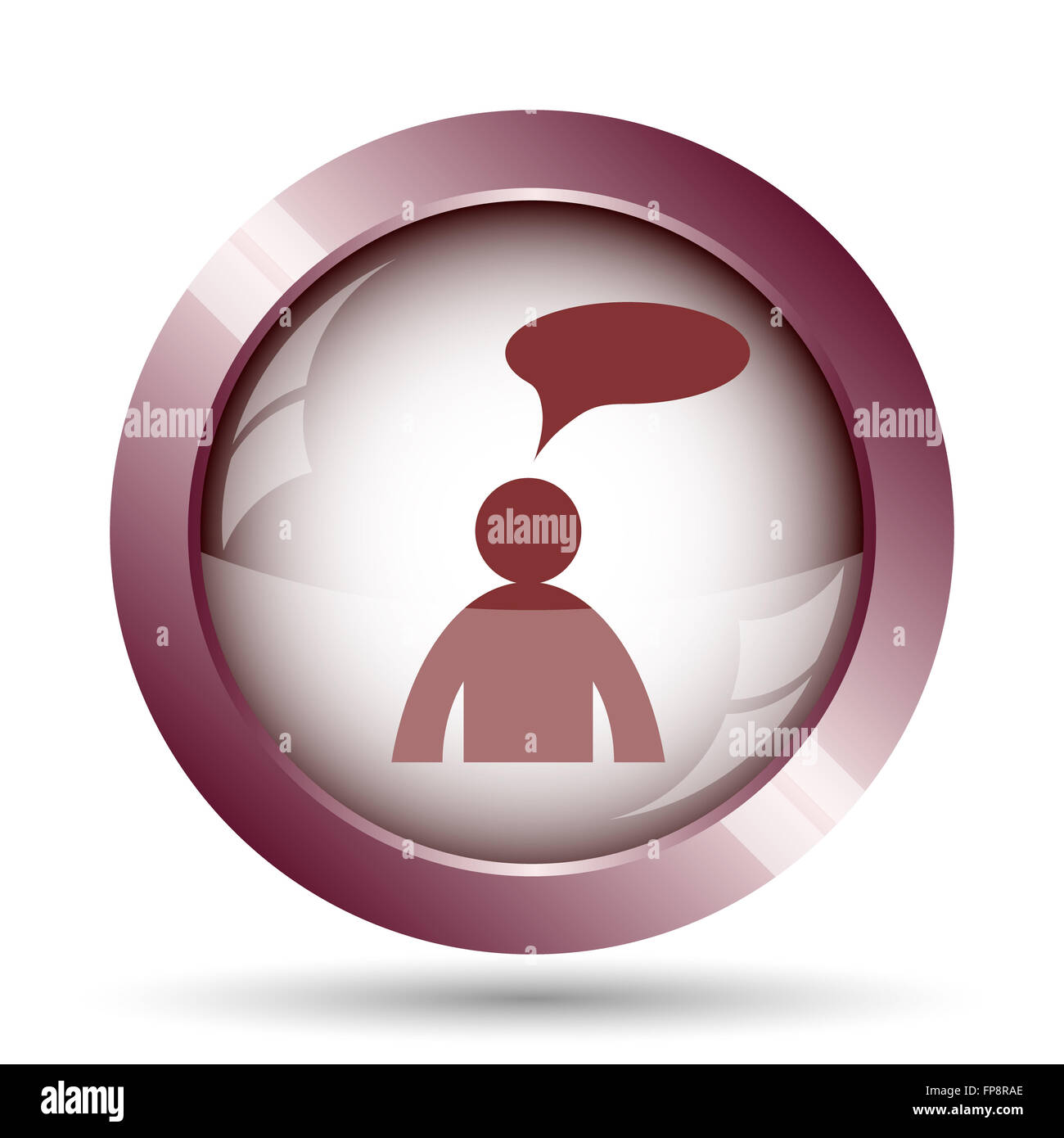 Commentaires icône. Bouton Internet sur fond blanc. - Homme avec bulle Banque D'Images