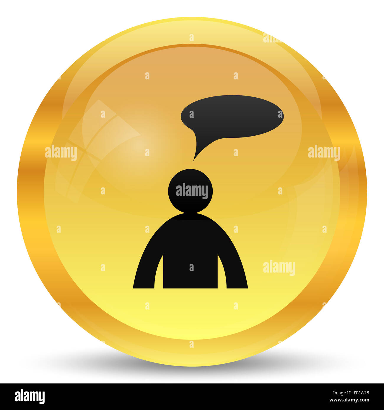 Commentaires icône. Bouton Internet sur fond blanc. - Homme avec bulle Banque D'Images