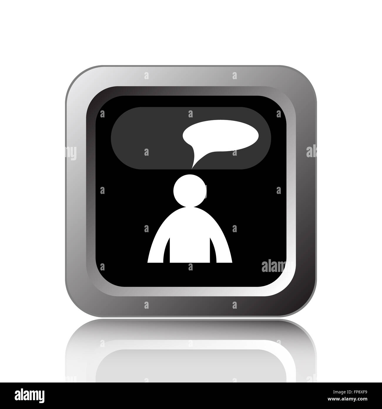 Commentaires icône. Bouton Internet sur fond blanc. - Homme avec bulle Banque D'Images