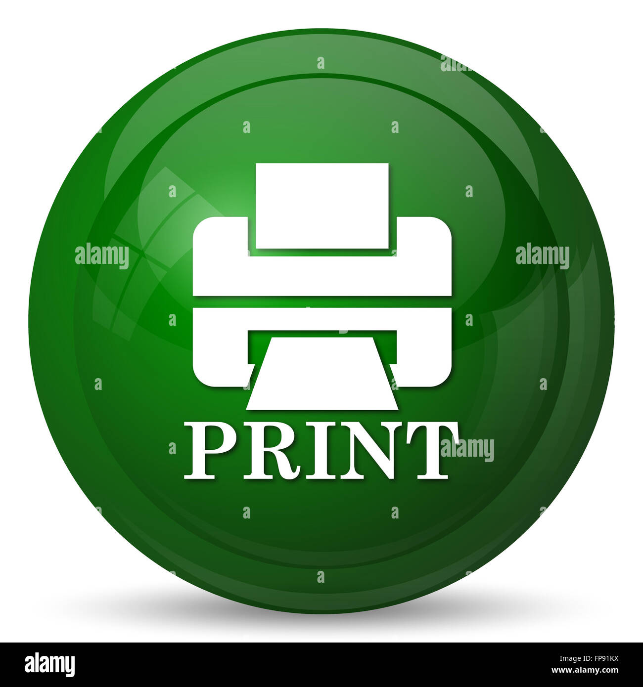 L'icône d'impression de l'imprimante avec Word. Bouton Internet sur fond blanc. Banque D'Images